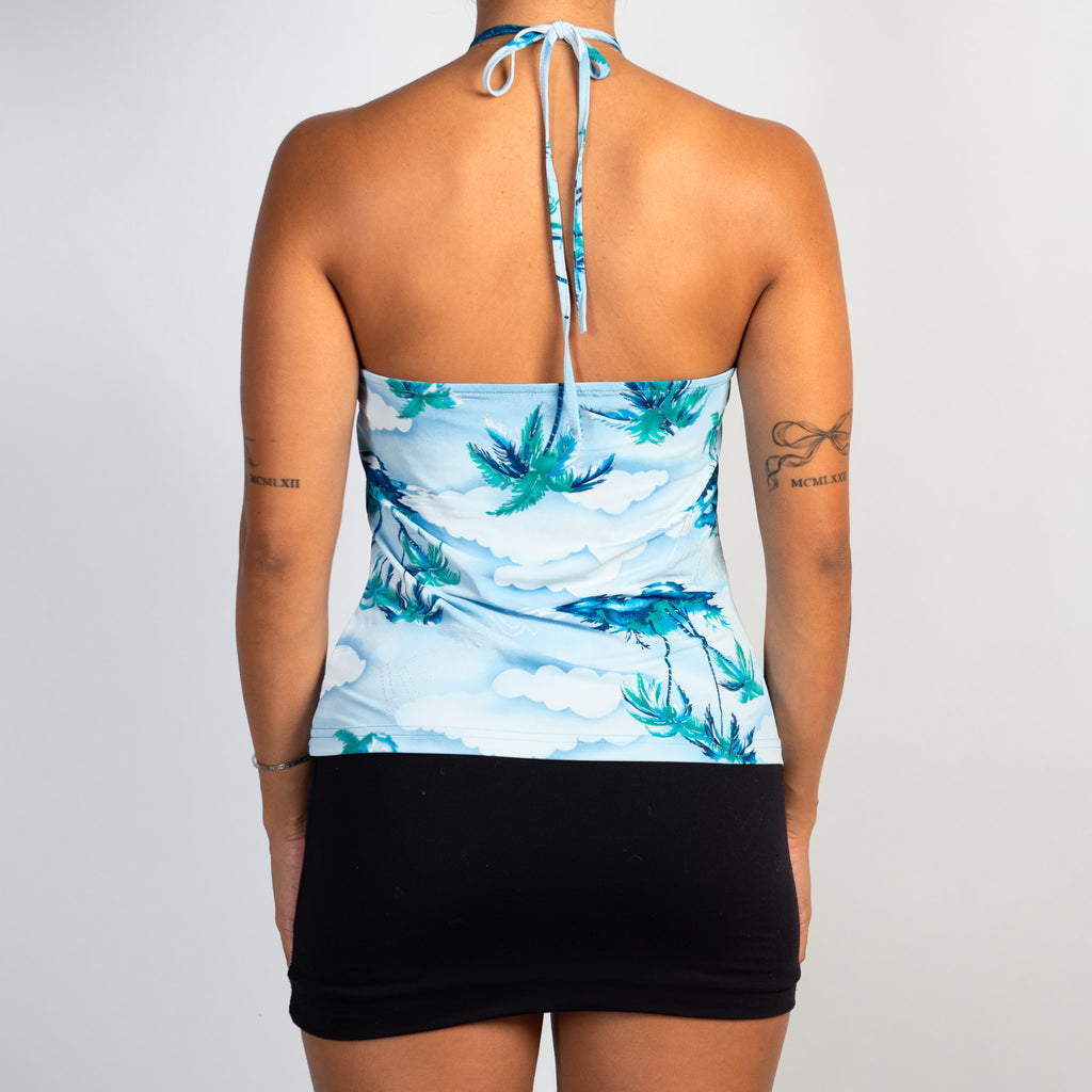 BLUE HALTER TOP