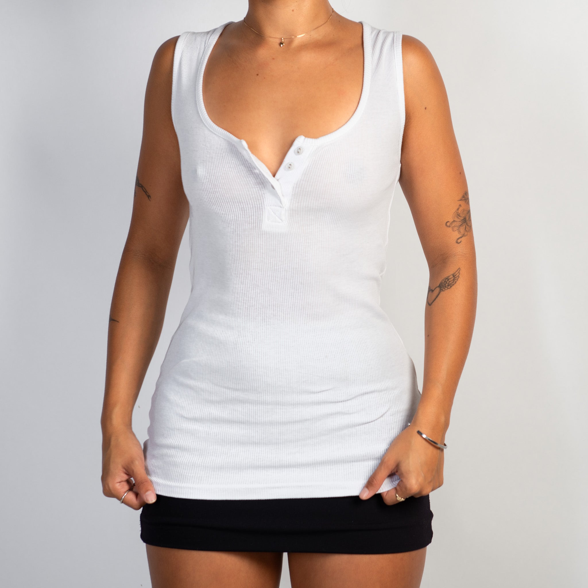 WHITE COTTON TANK TOP