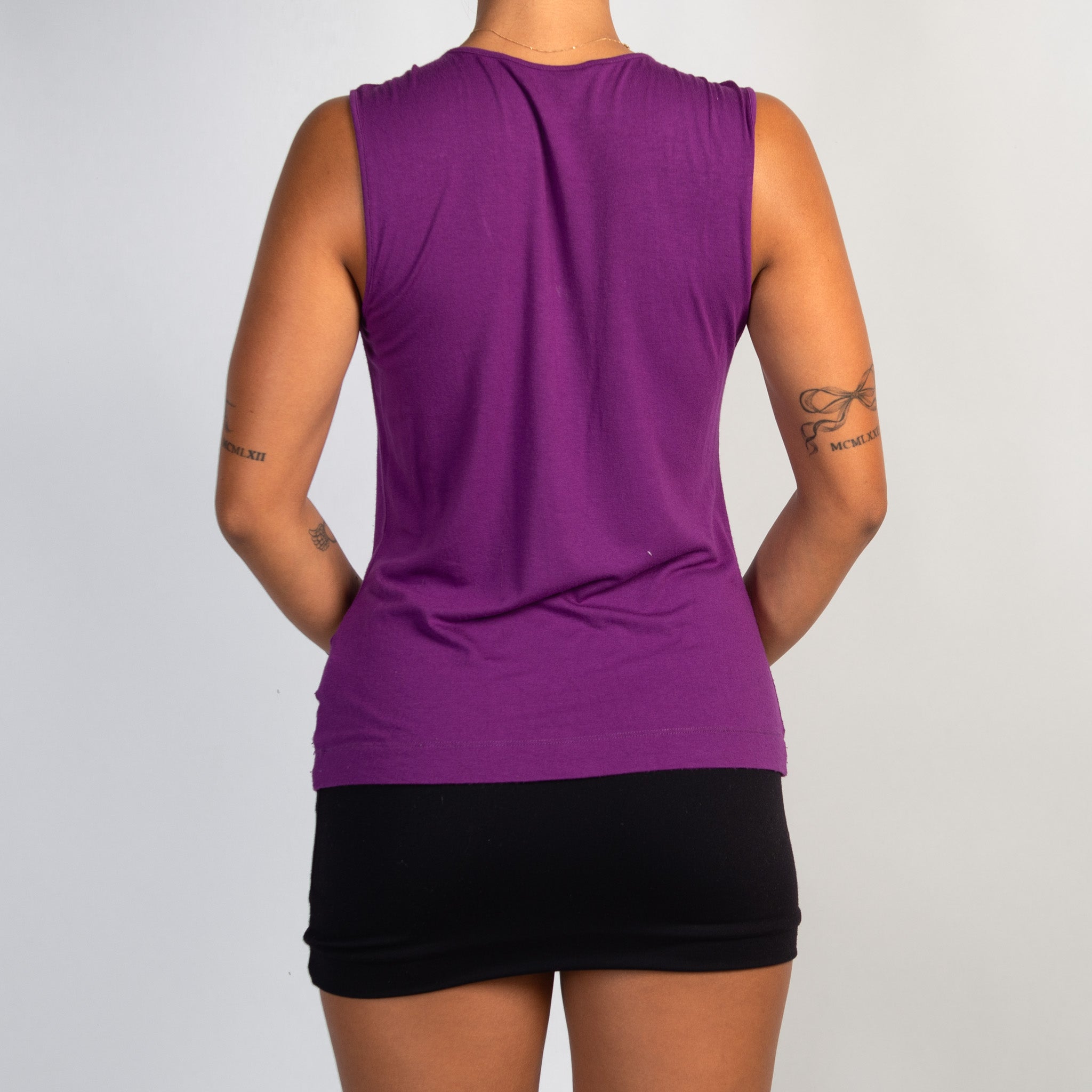 PURPLE RUFFLE TANK TOP