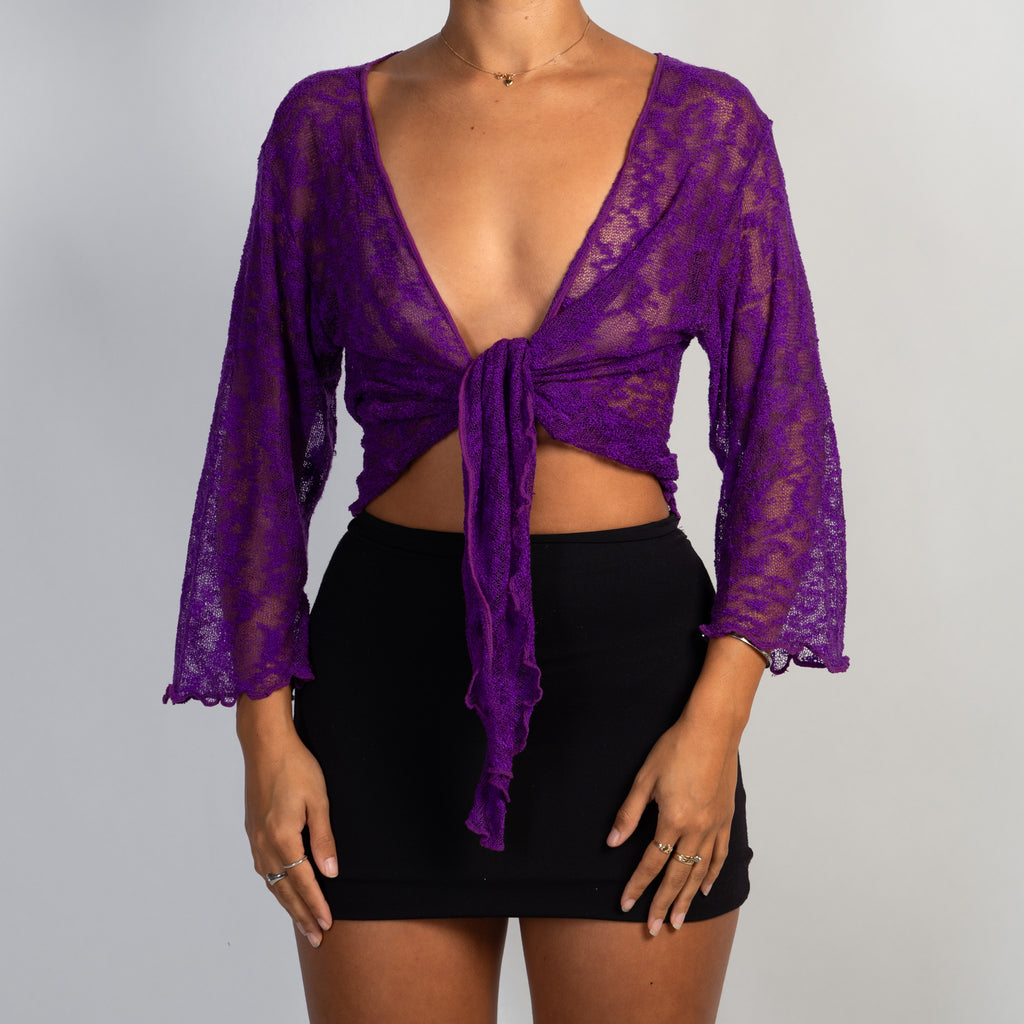 PURPLE KNIT WRAP TOP