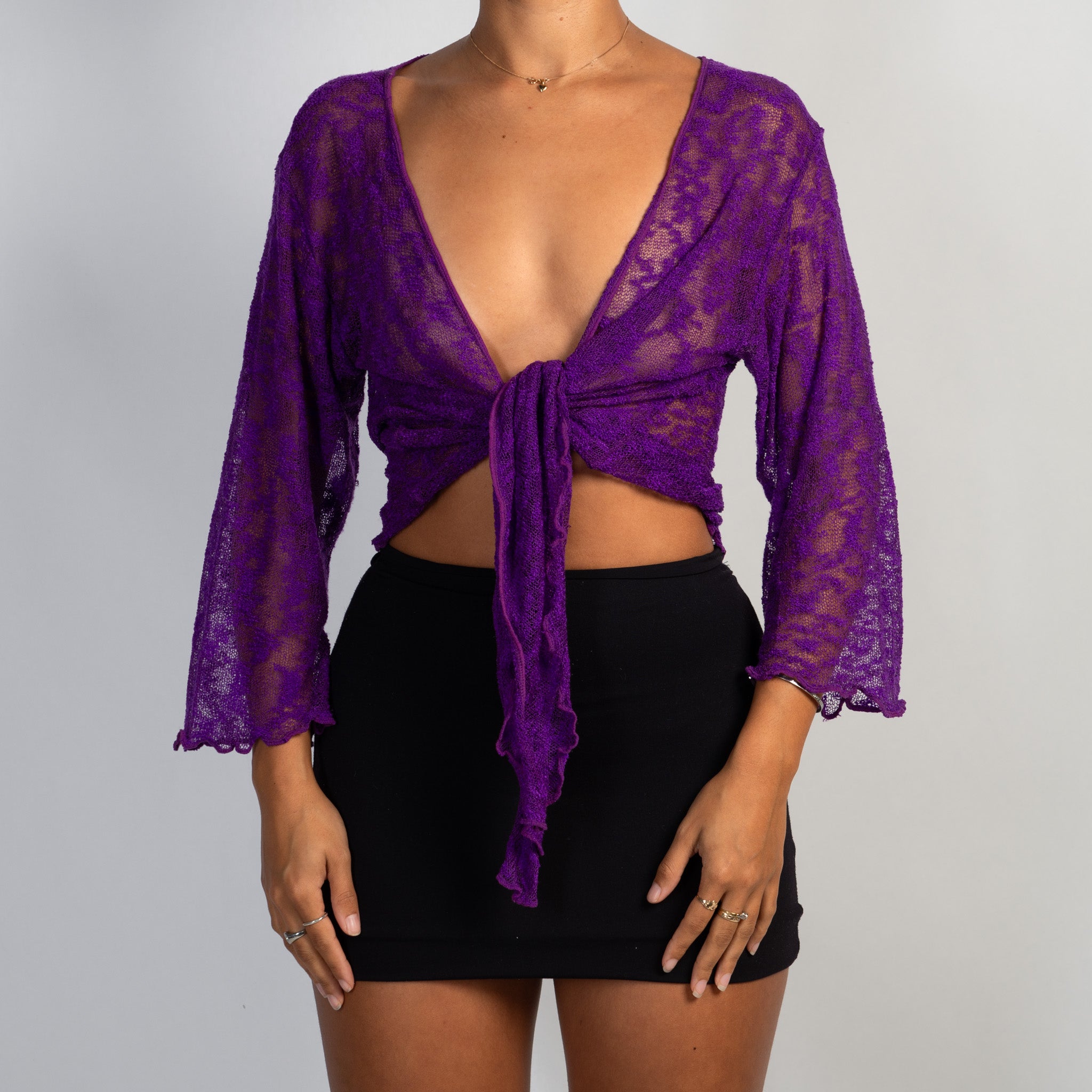 PURPLE KNIT WRAP TOP