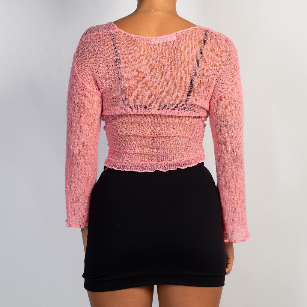 PINK KNIT WRAP TOP
