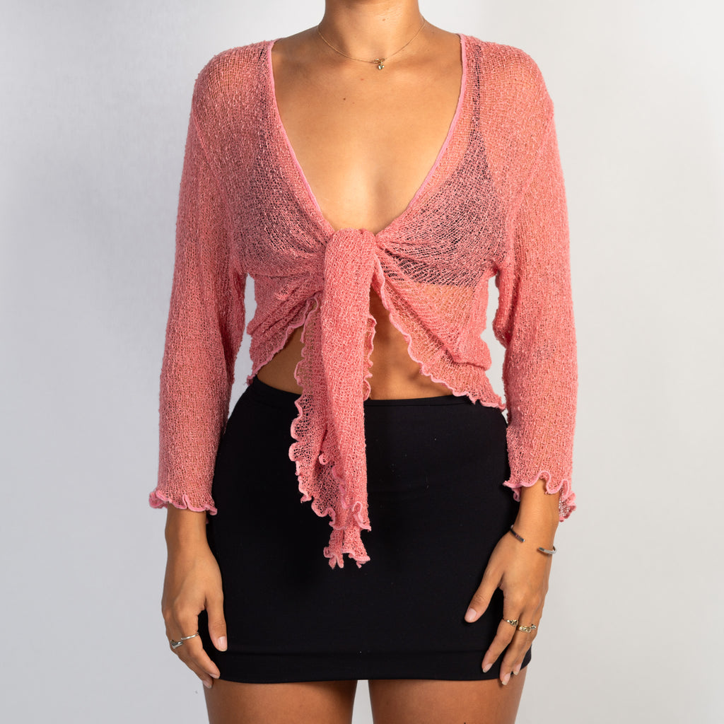 PINK KNIT WRAP TOP
