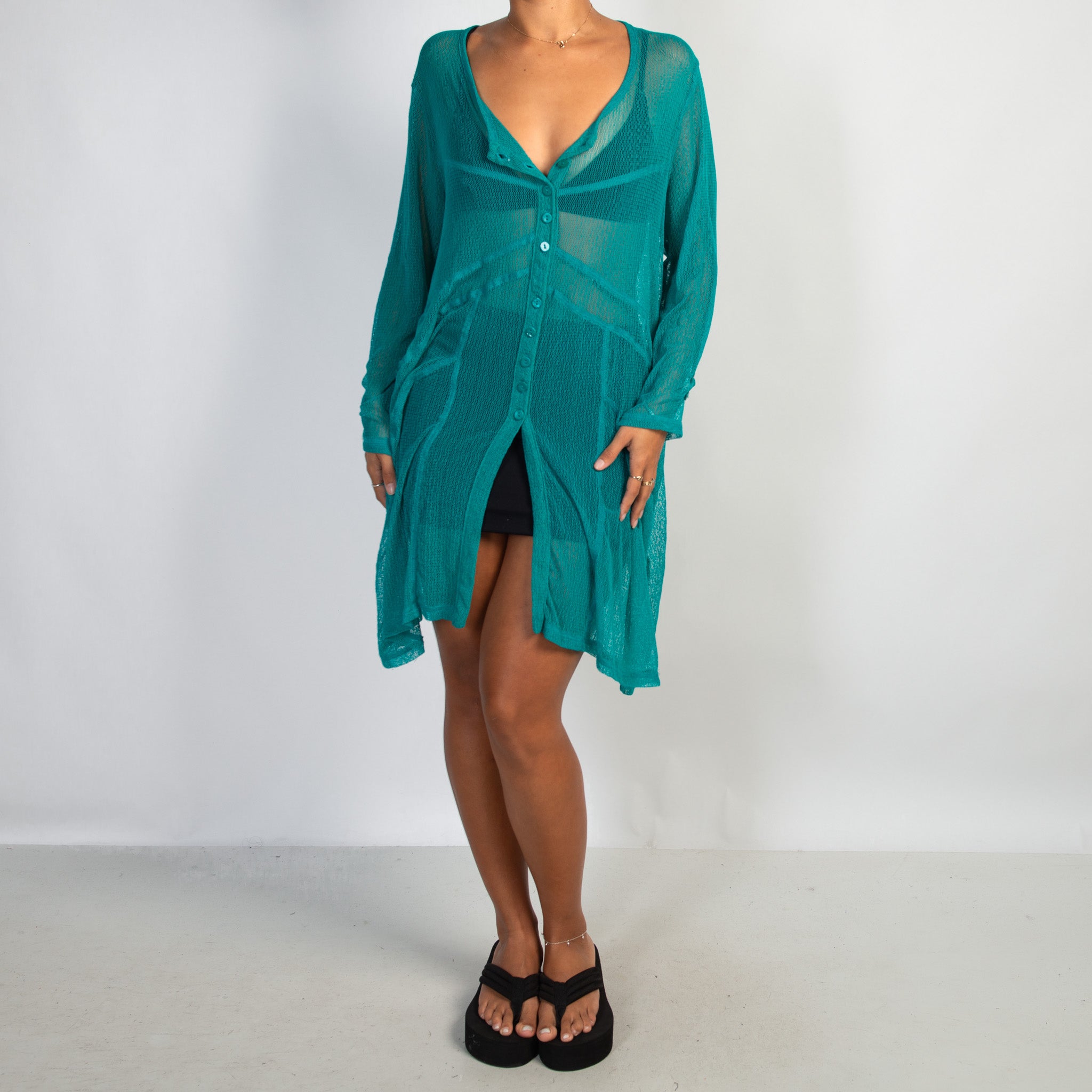 TEAL SHEER MESH TUNIC