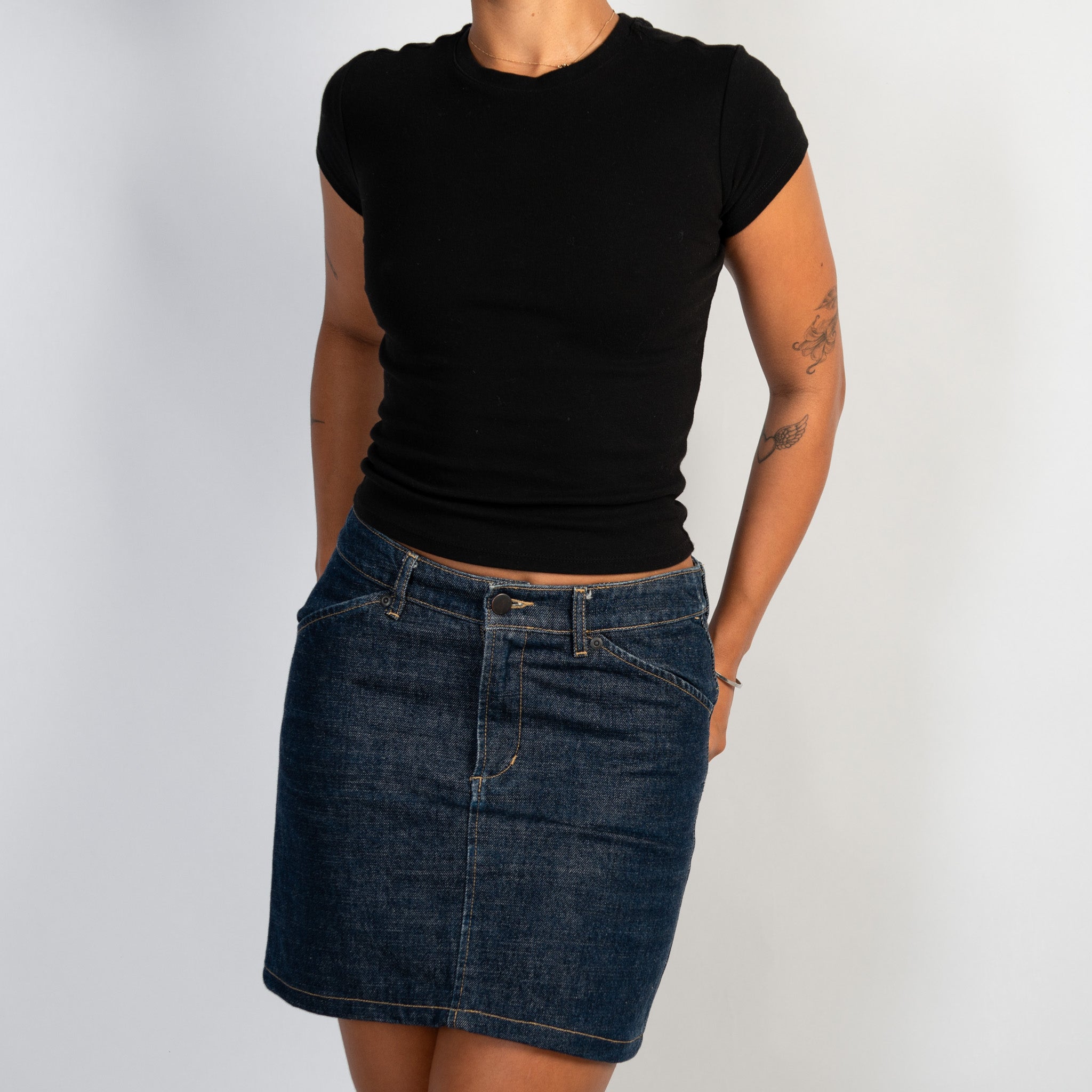 DARK WASH DENIM SKIRT