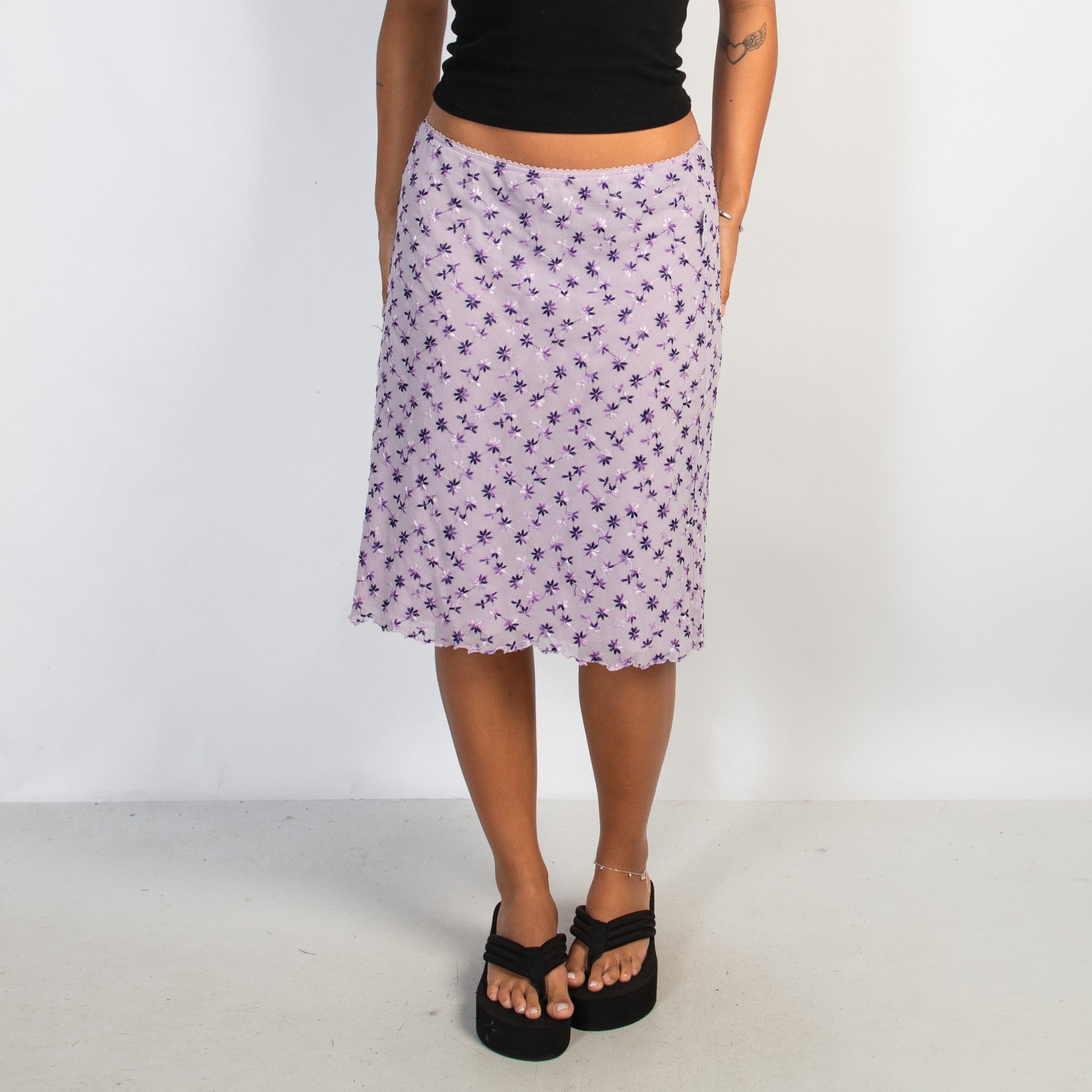 PURPLE MESH MIDI SKIRT