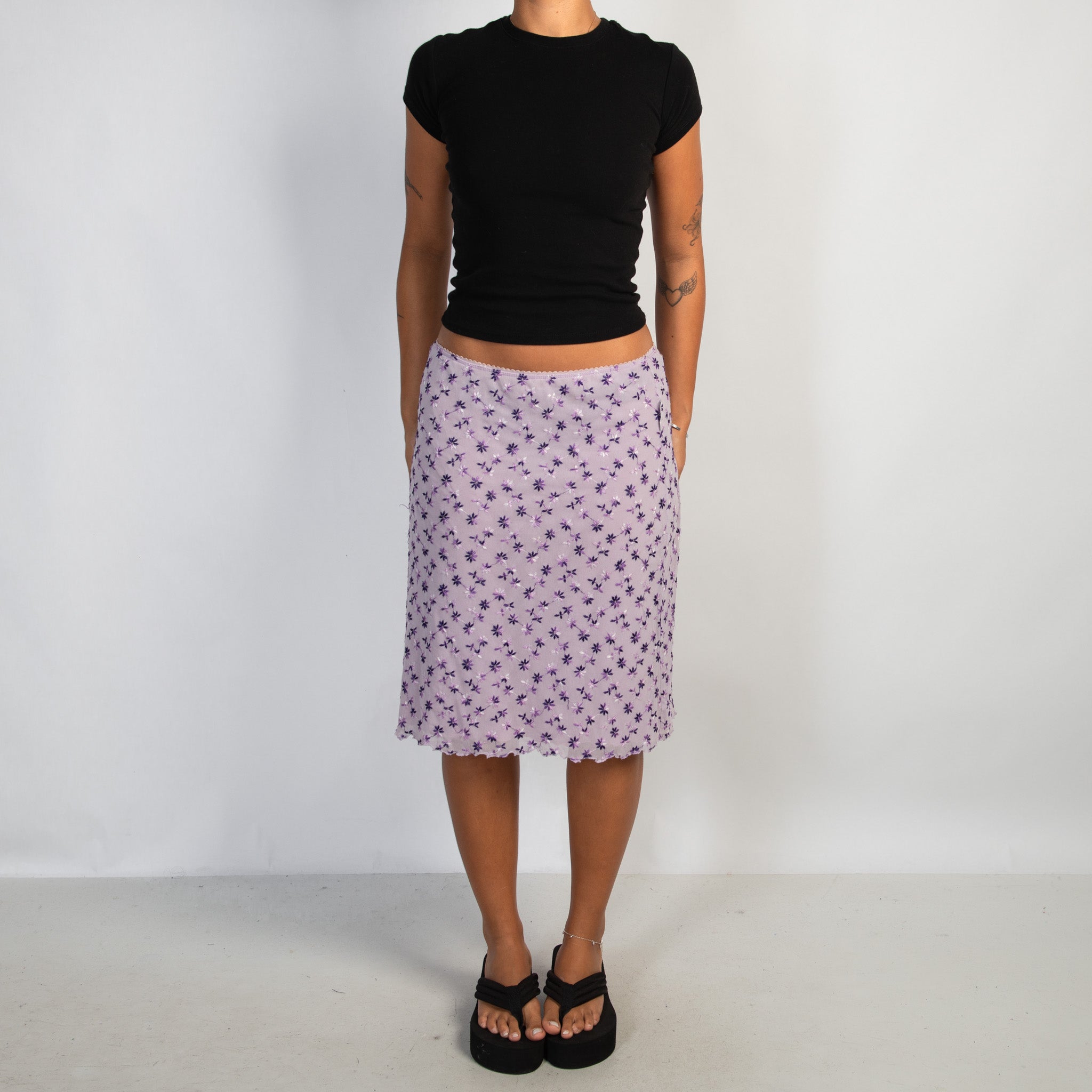 PURPLE MESH MIDI SKIRT