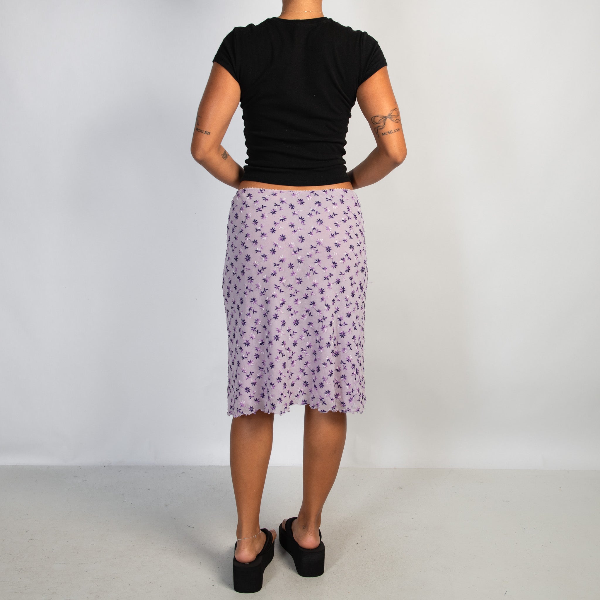 PURPLE MESH MIDI SKIRT