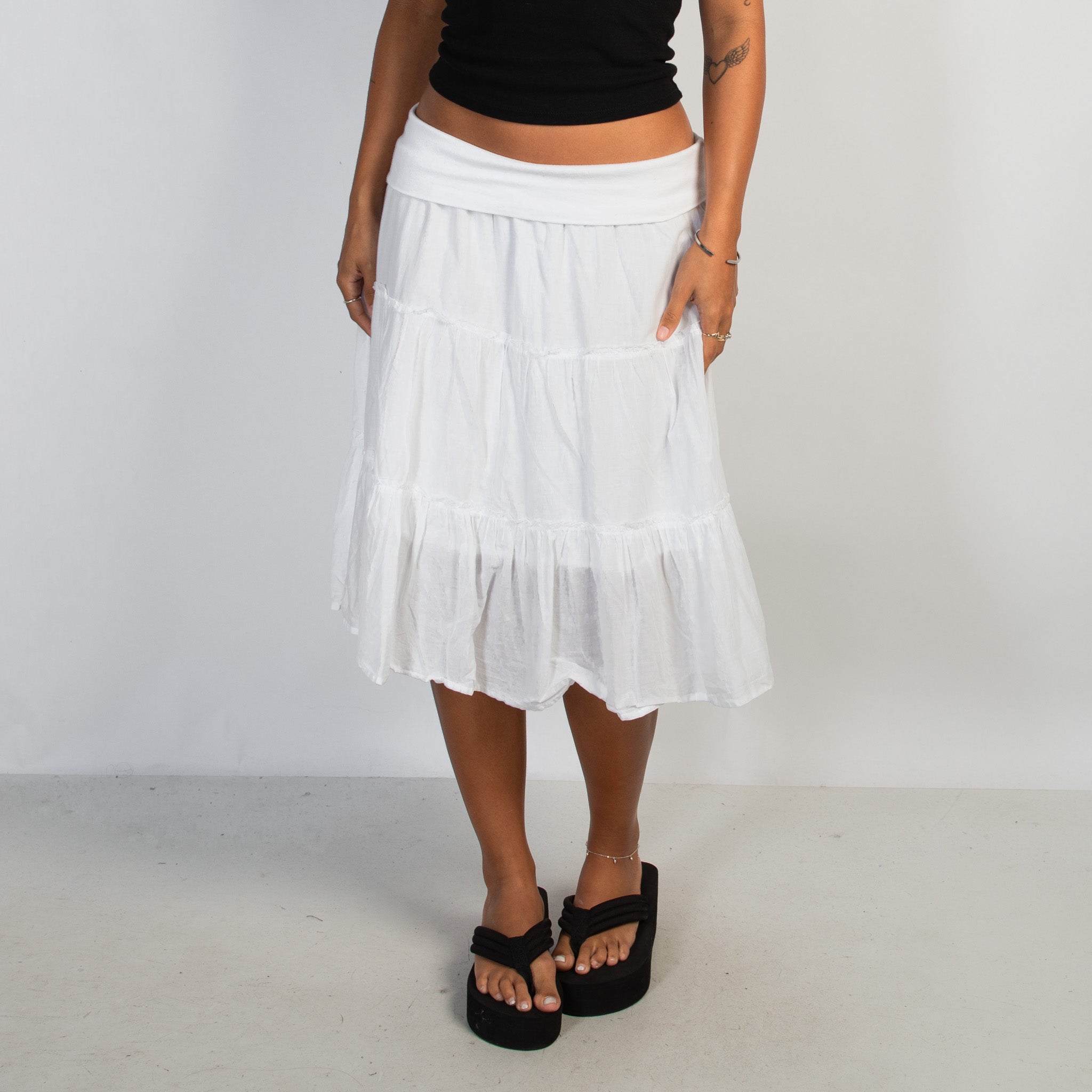 WHITE FOLD OVER SKIRT