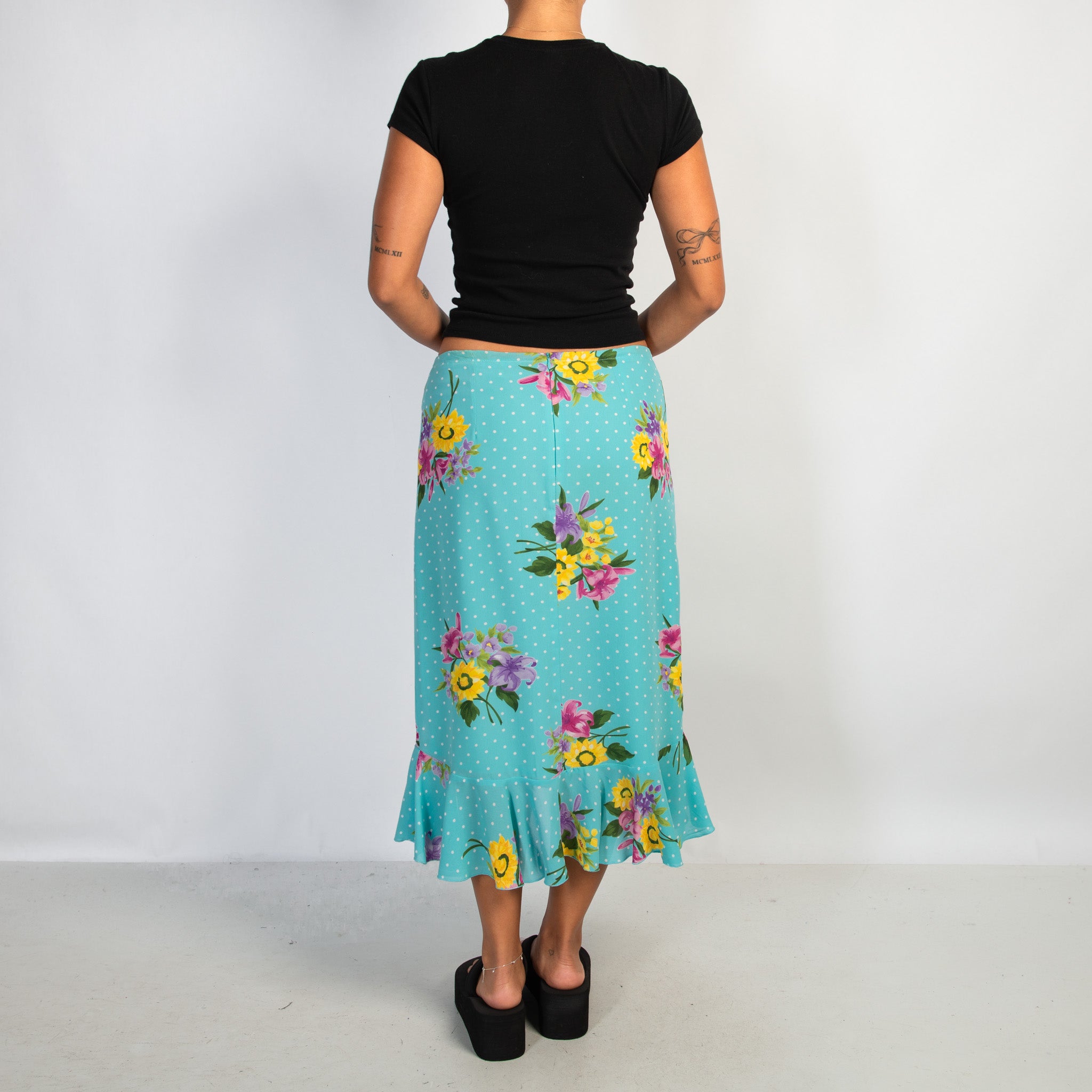 FLORAL POLKA DOT SKIRT