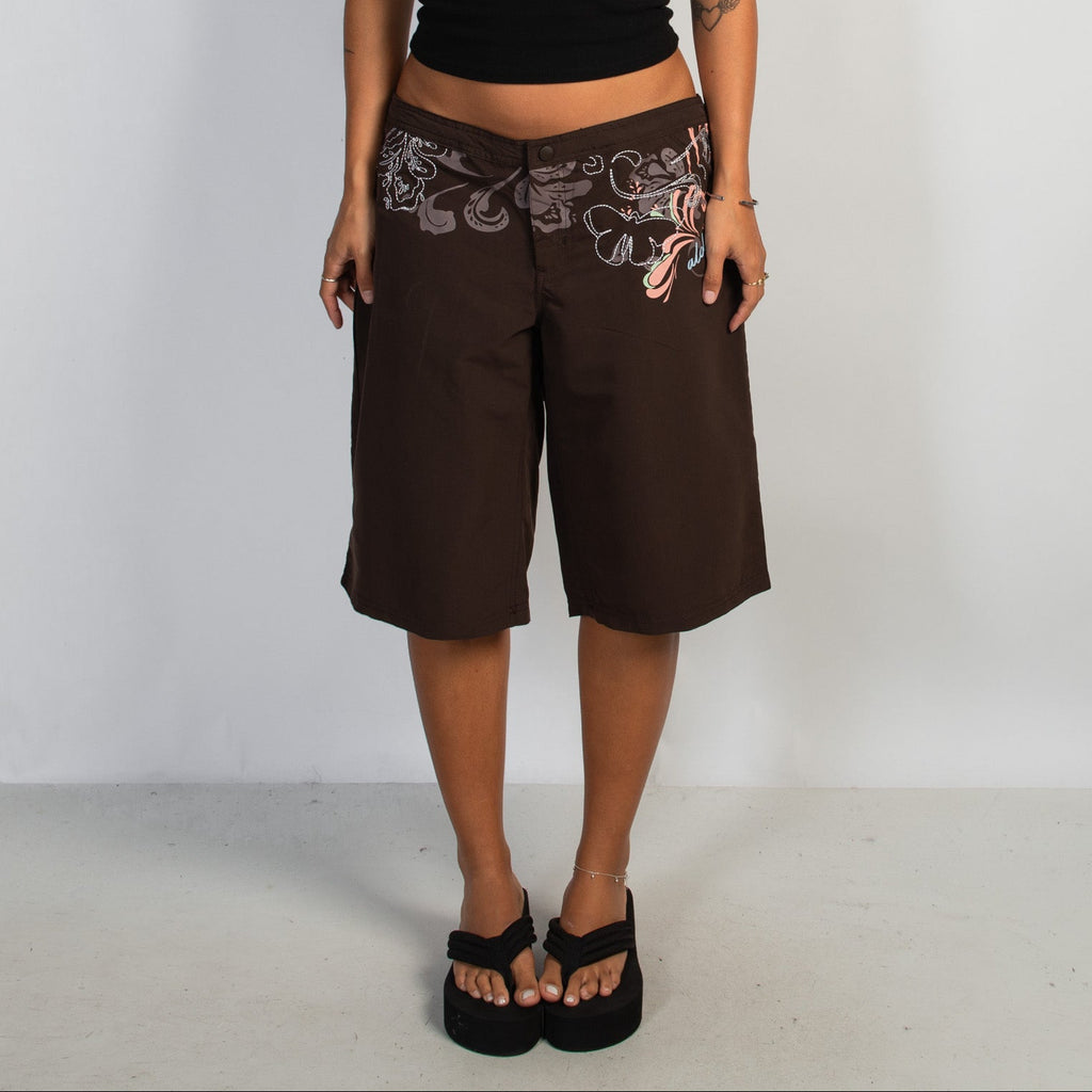 BROWN FLORAL BOARD SHORTS