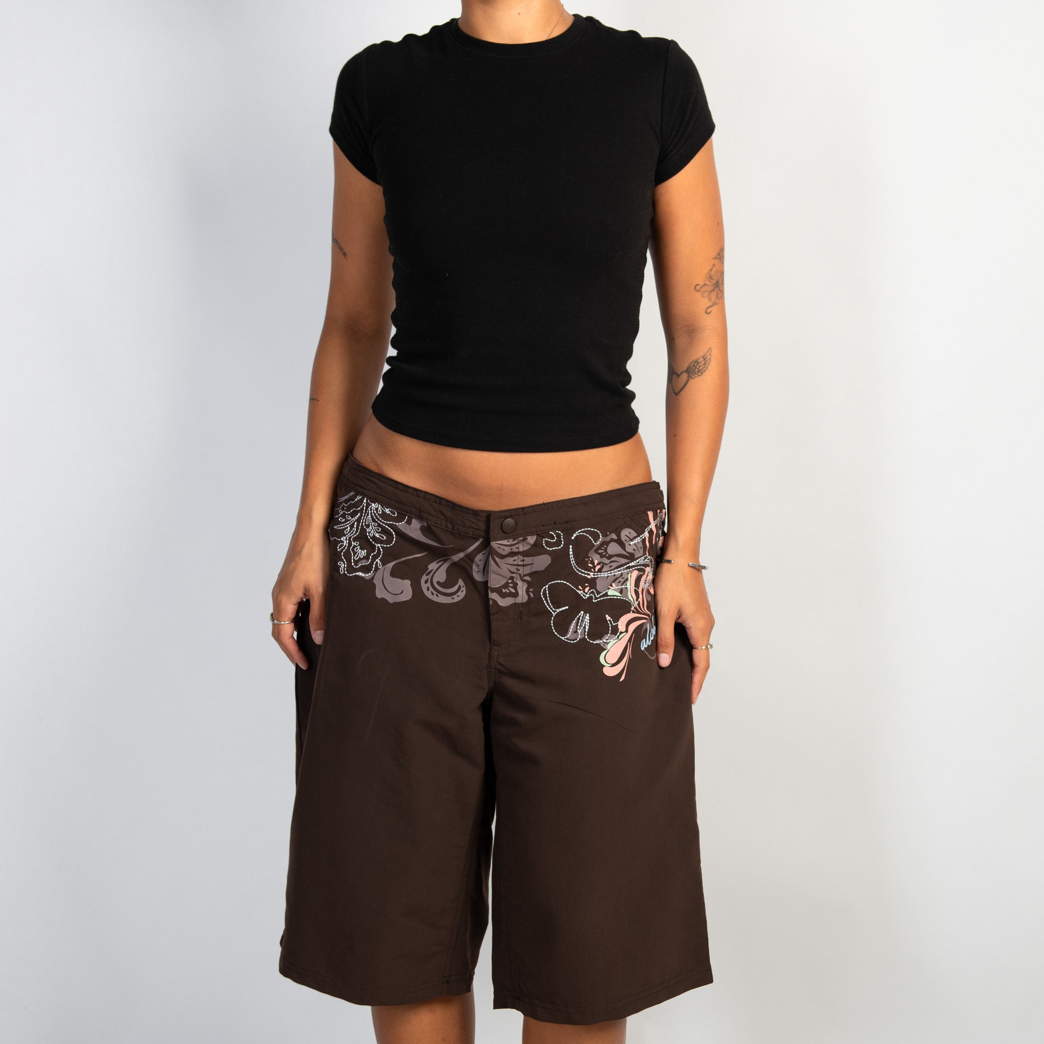 BROWN FLORAL BOARD SHORTS