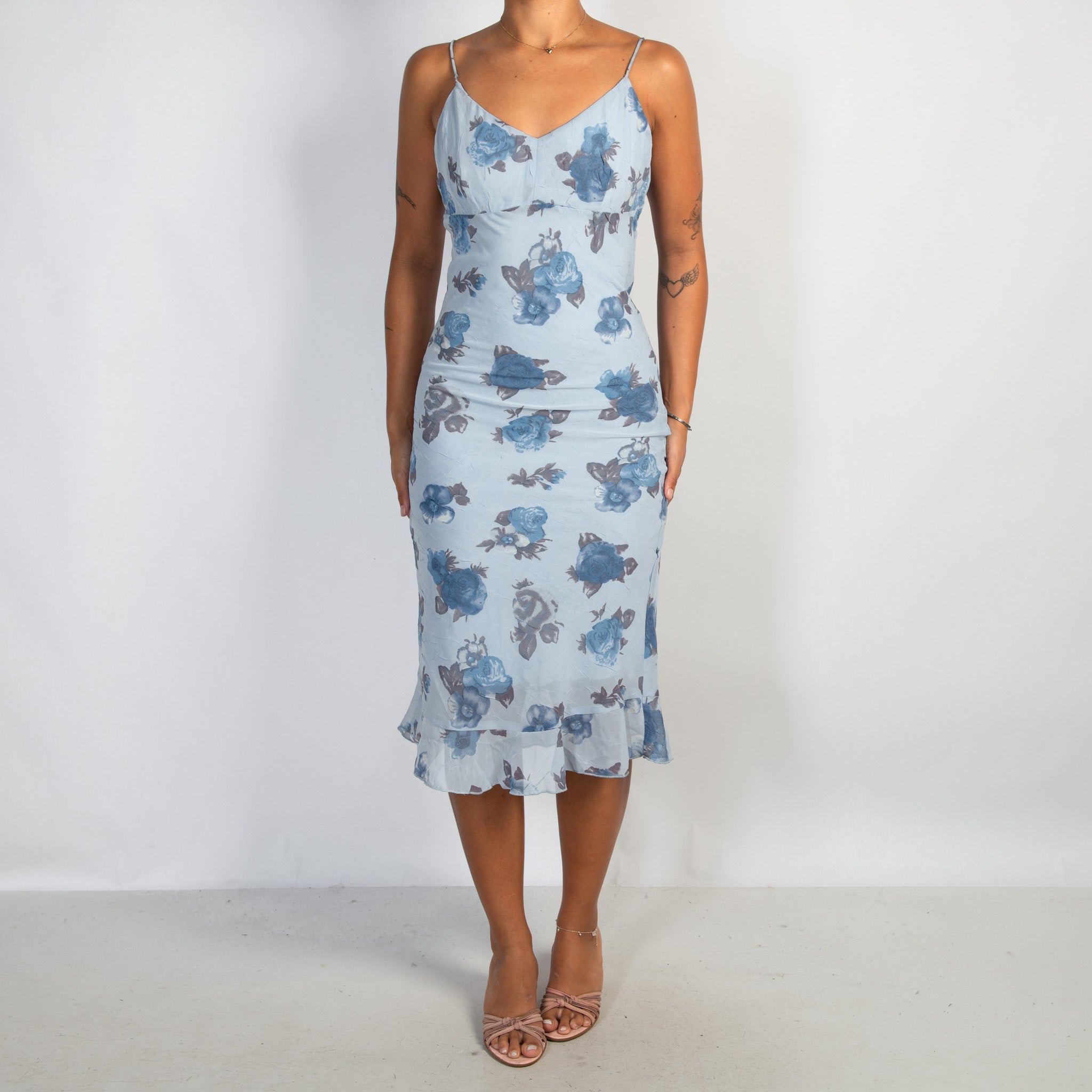 BLUE FLORAL MIDI DRESS