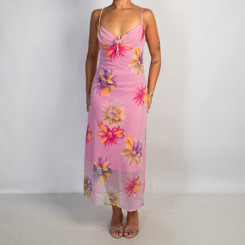 PINK FLORAL MIDI DRESS
