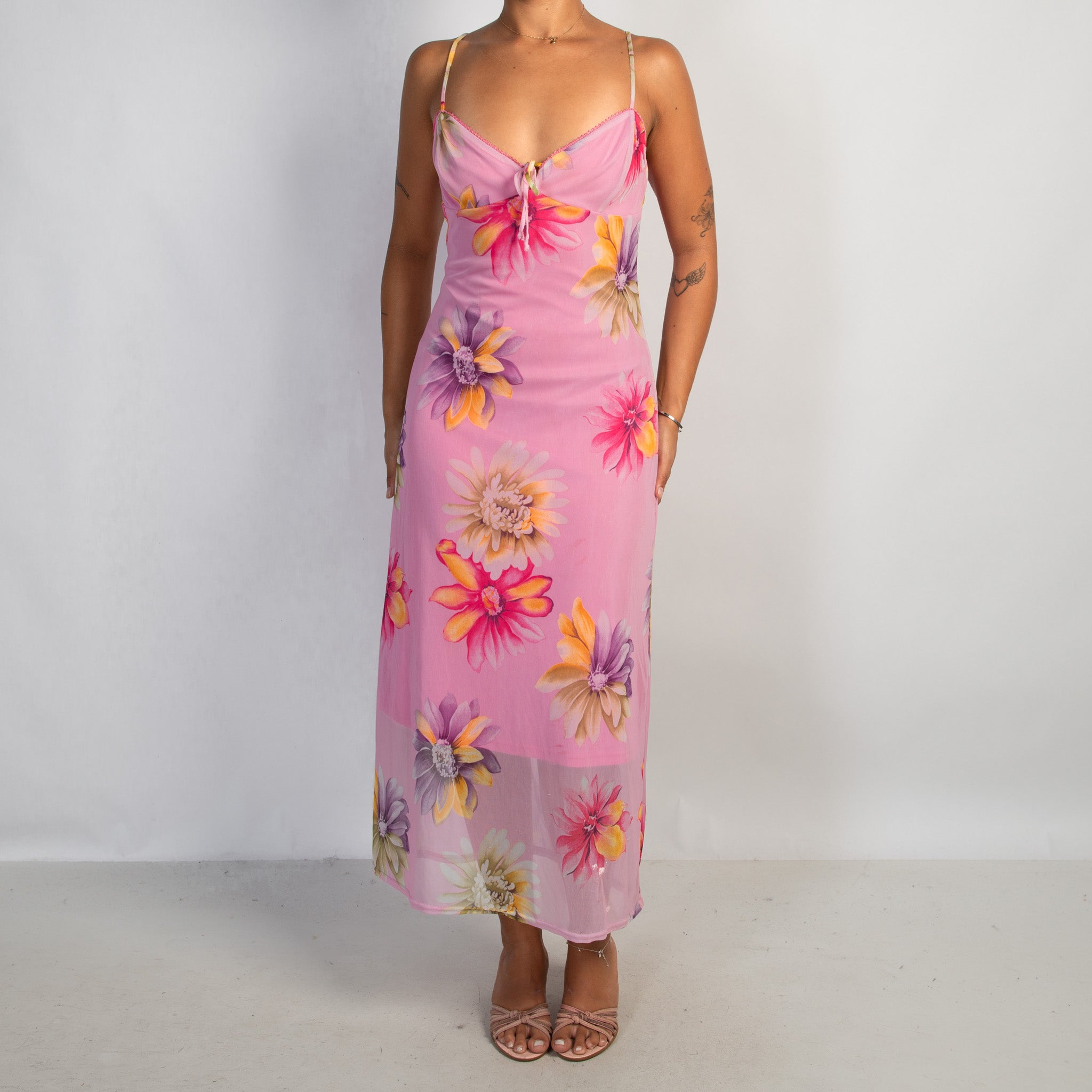 PINK FLORAL MIDI DRESS