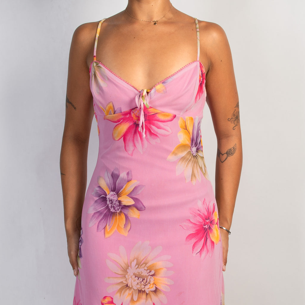 PINK FLORAL MIDI DRESS