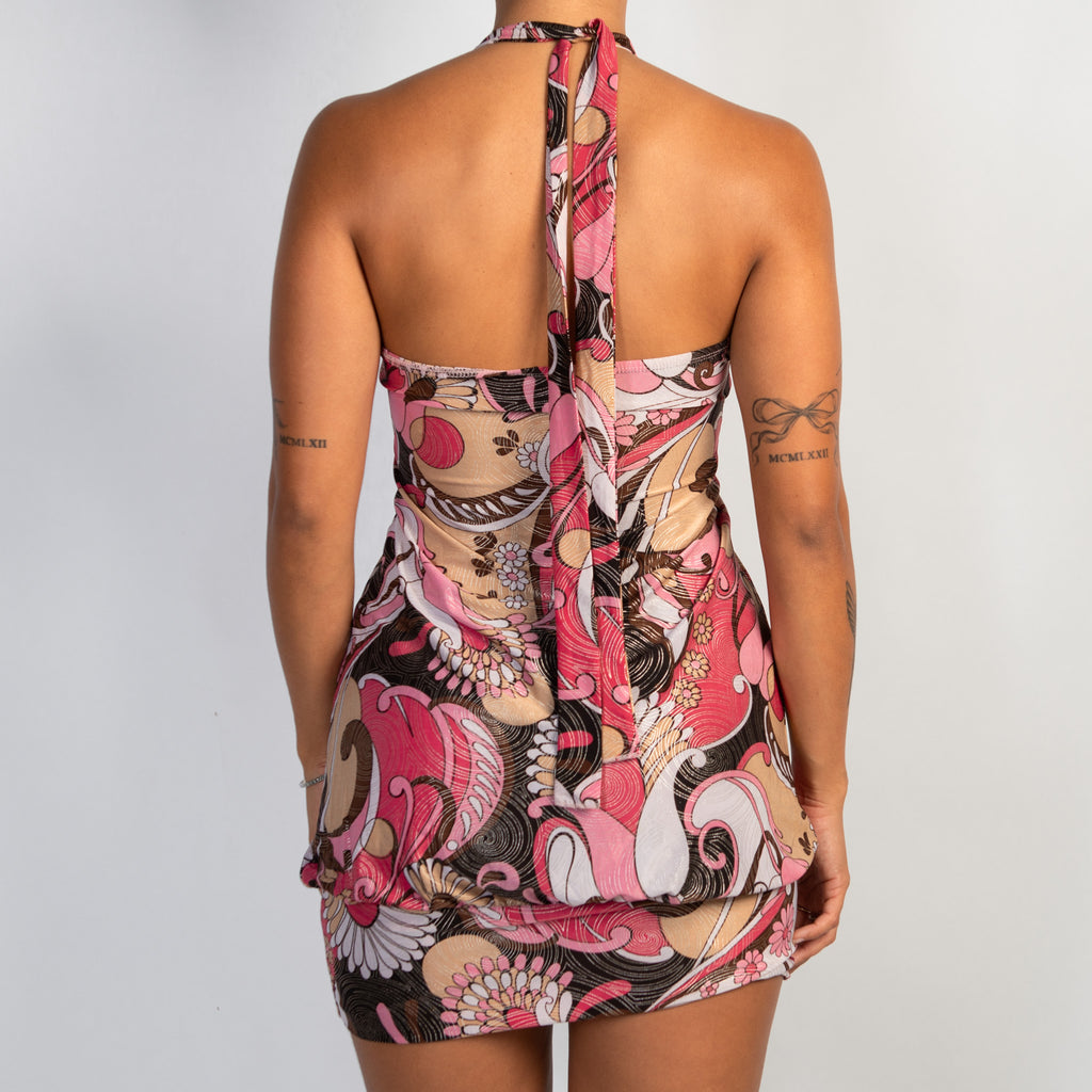 PINK PATTERN HALTER DRESS