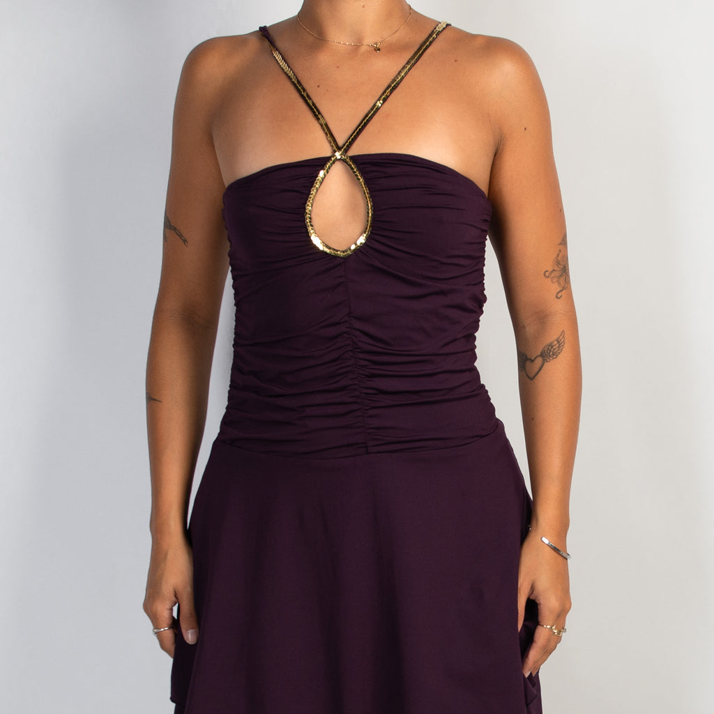 DEEP PURPLE ASYMMETRIC DRESS
