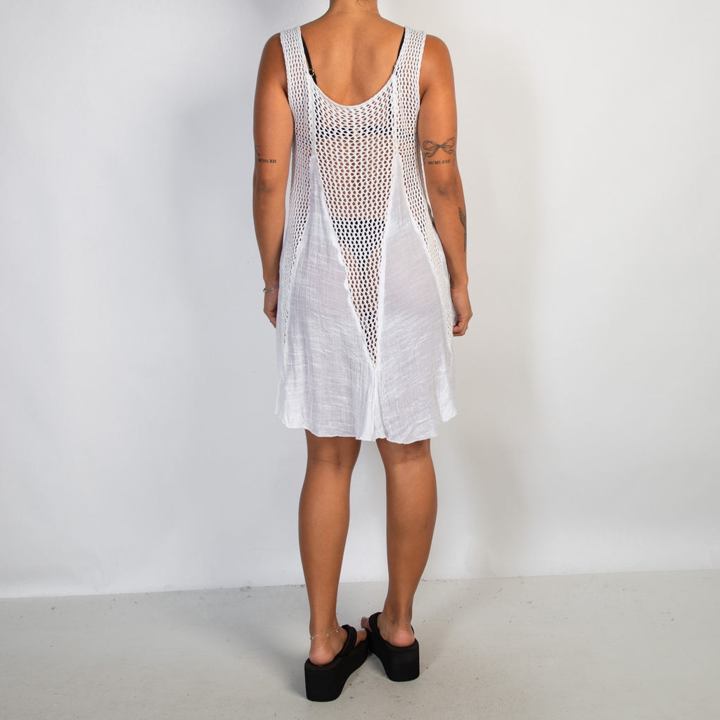 SHEER WHITE CROCHET DRESS