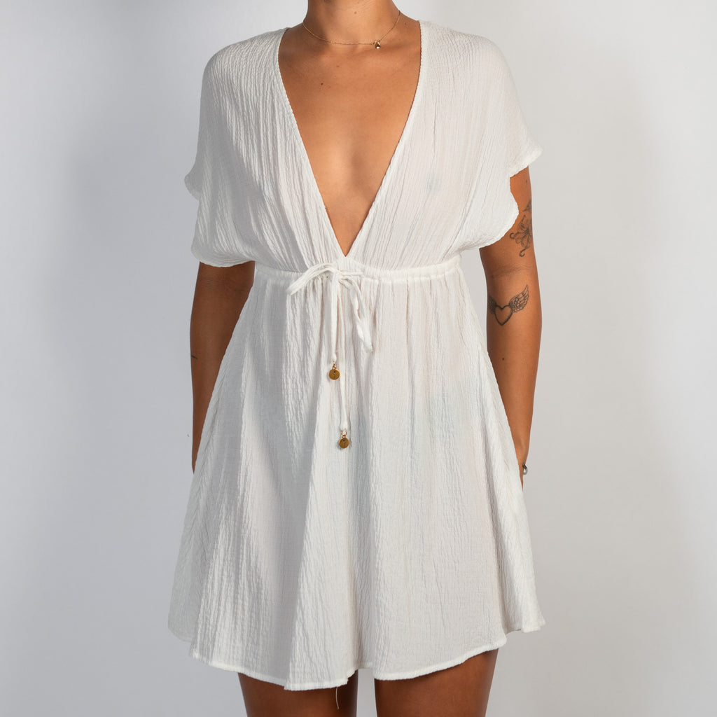 WHITE TEXTURED DRESS