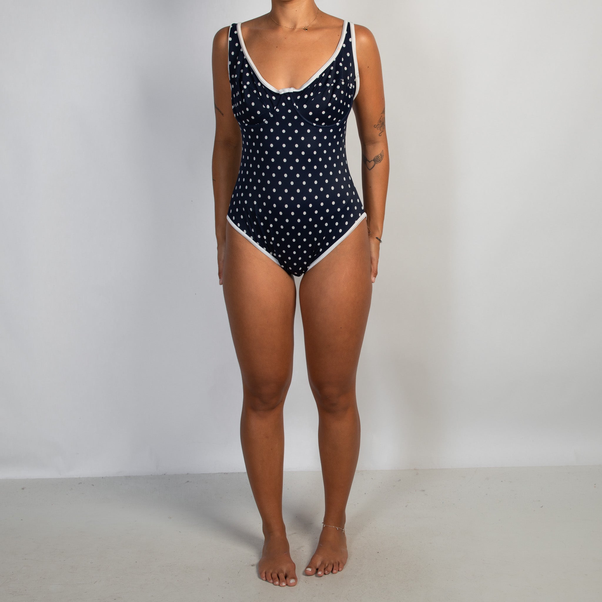 NAVY POLKA DOT SWIMSUIT