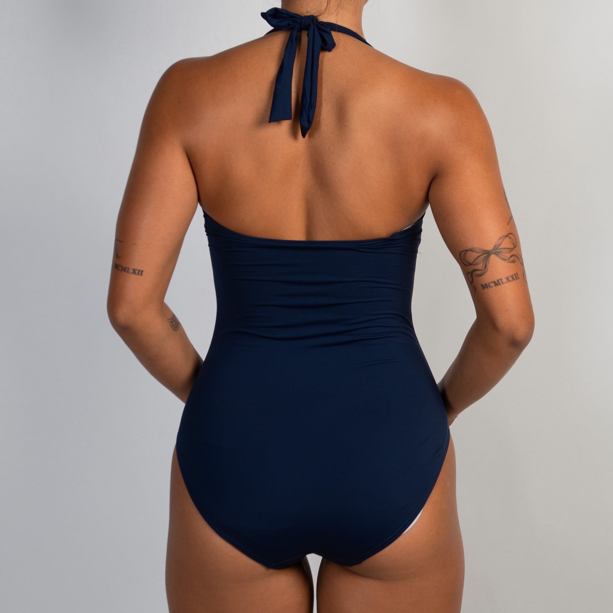 NAVY HALTER SWIMSUIT