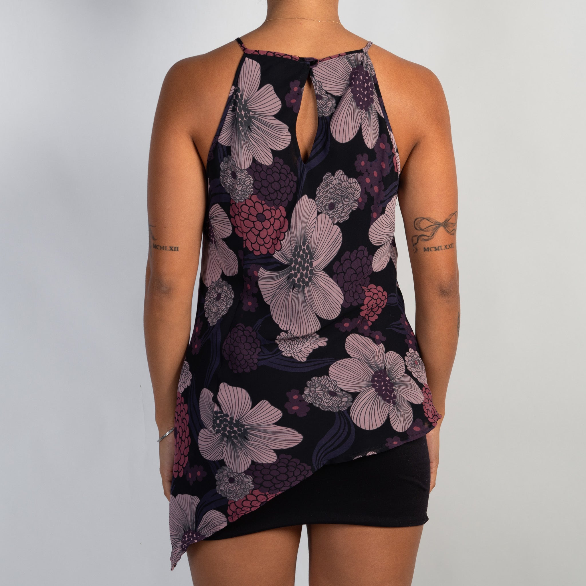 FLORAL ASYMMETRIC TOP