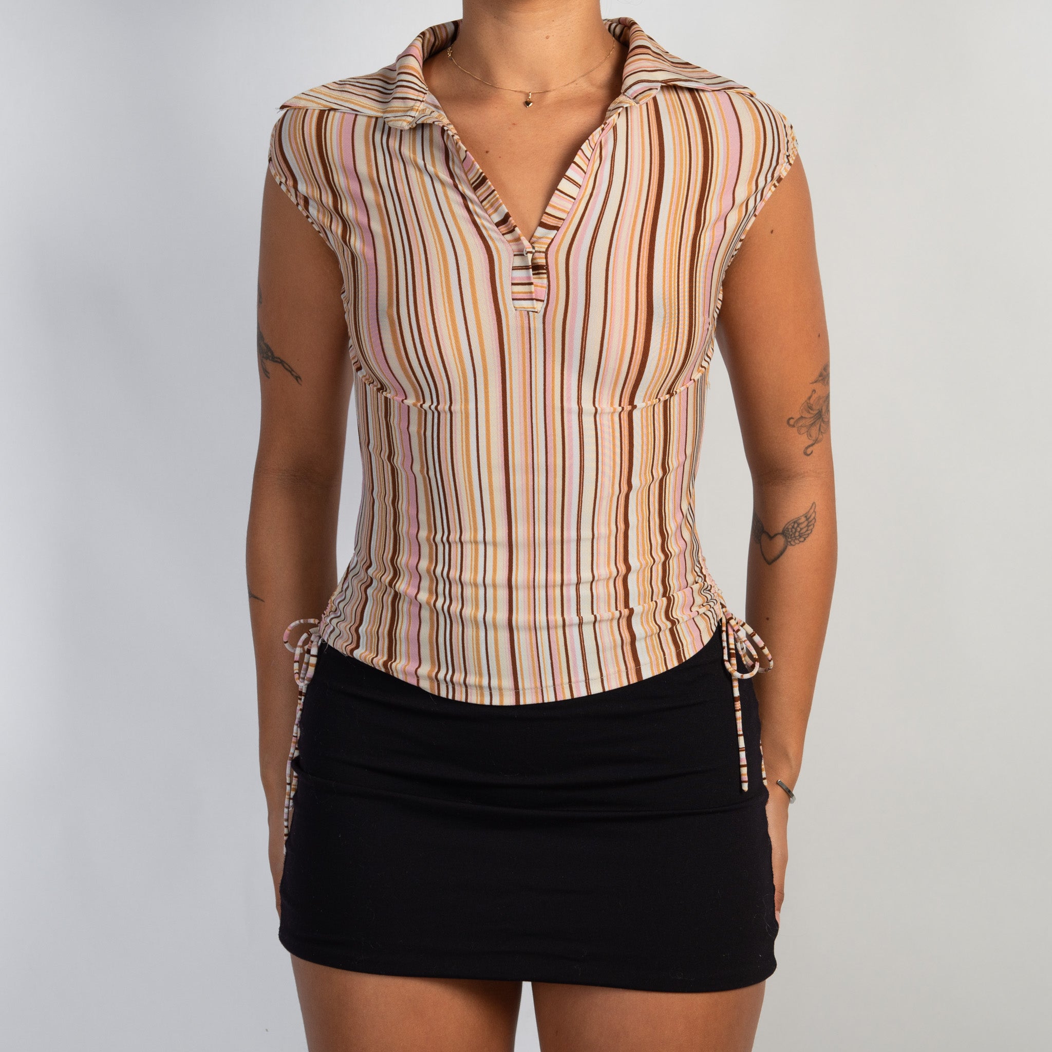 STRIPE STRETCH POLO TOP