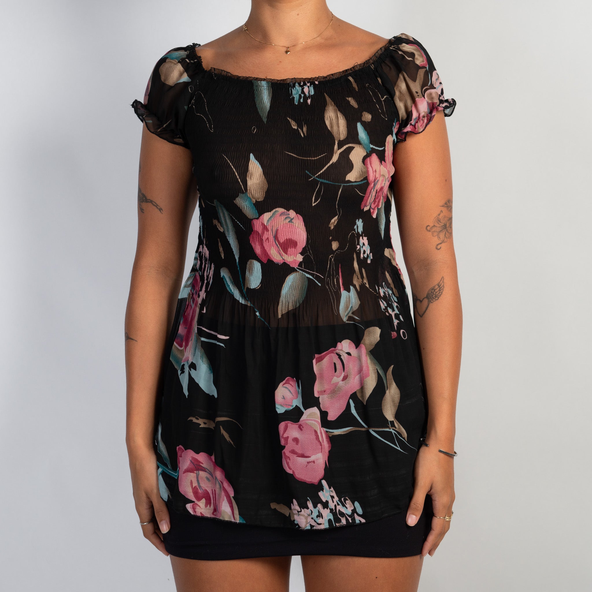 SHEER FLORAL TEXTURED TOP