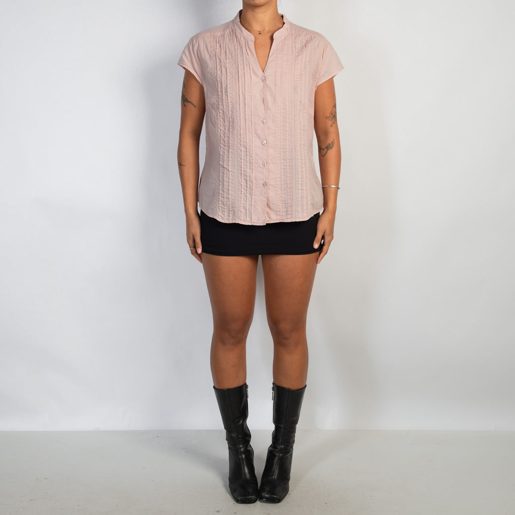 PINK MICRO PLEAT BLOUSE