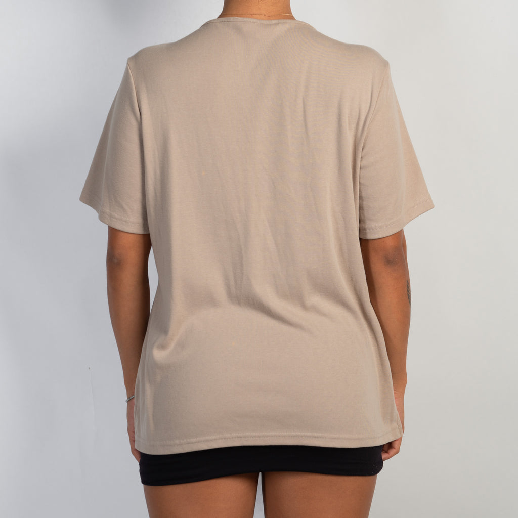 BEIGE V NECK TEE