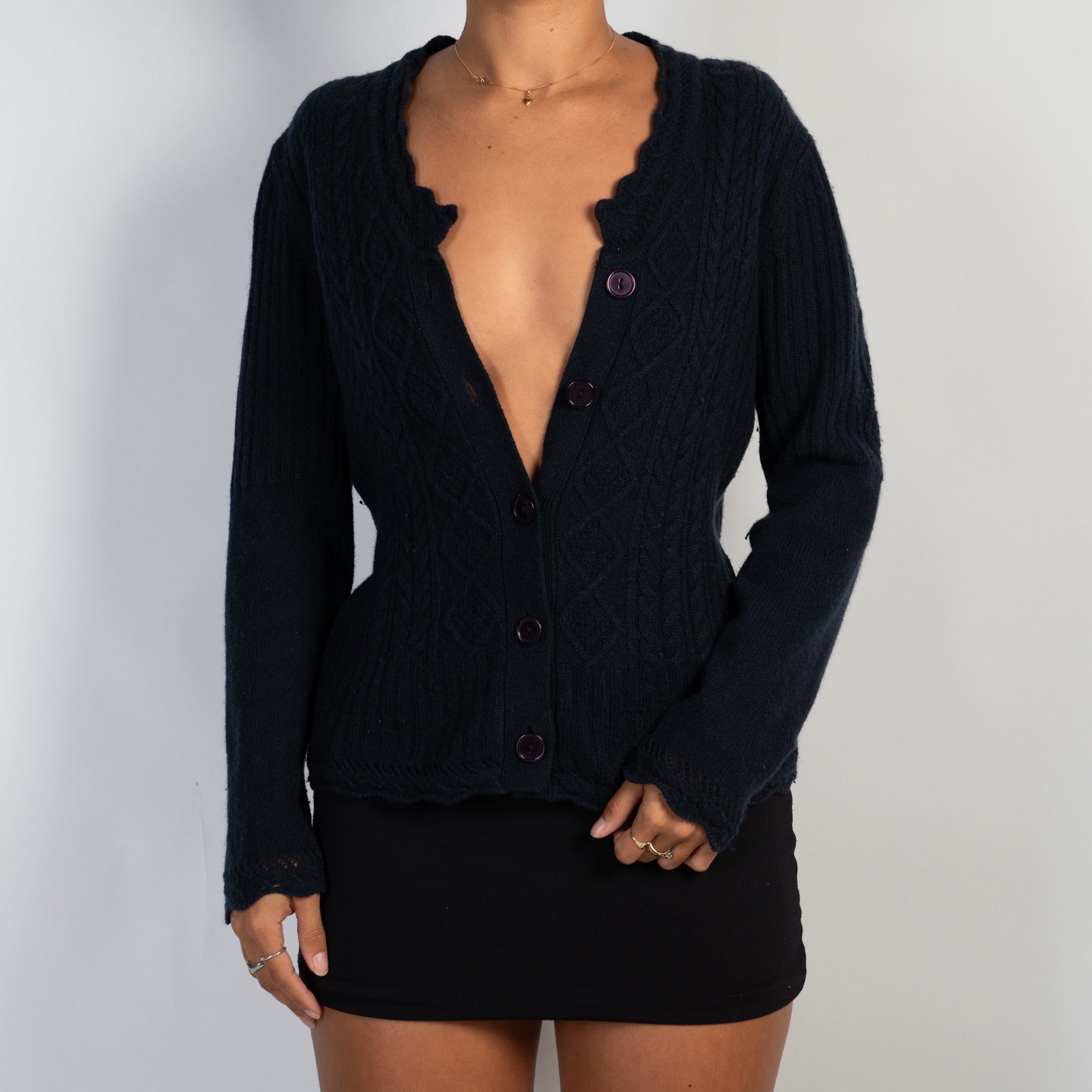 NAVY WOOL CARDIGAN