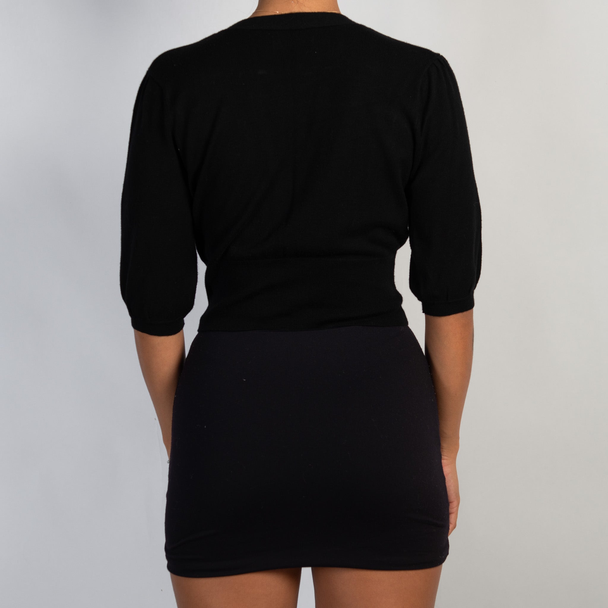 BLACK 1/2 SLEEVE CARDIGAN