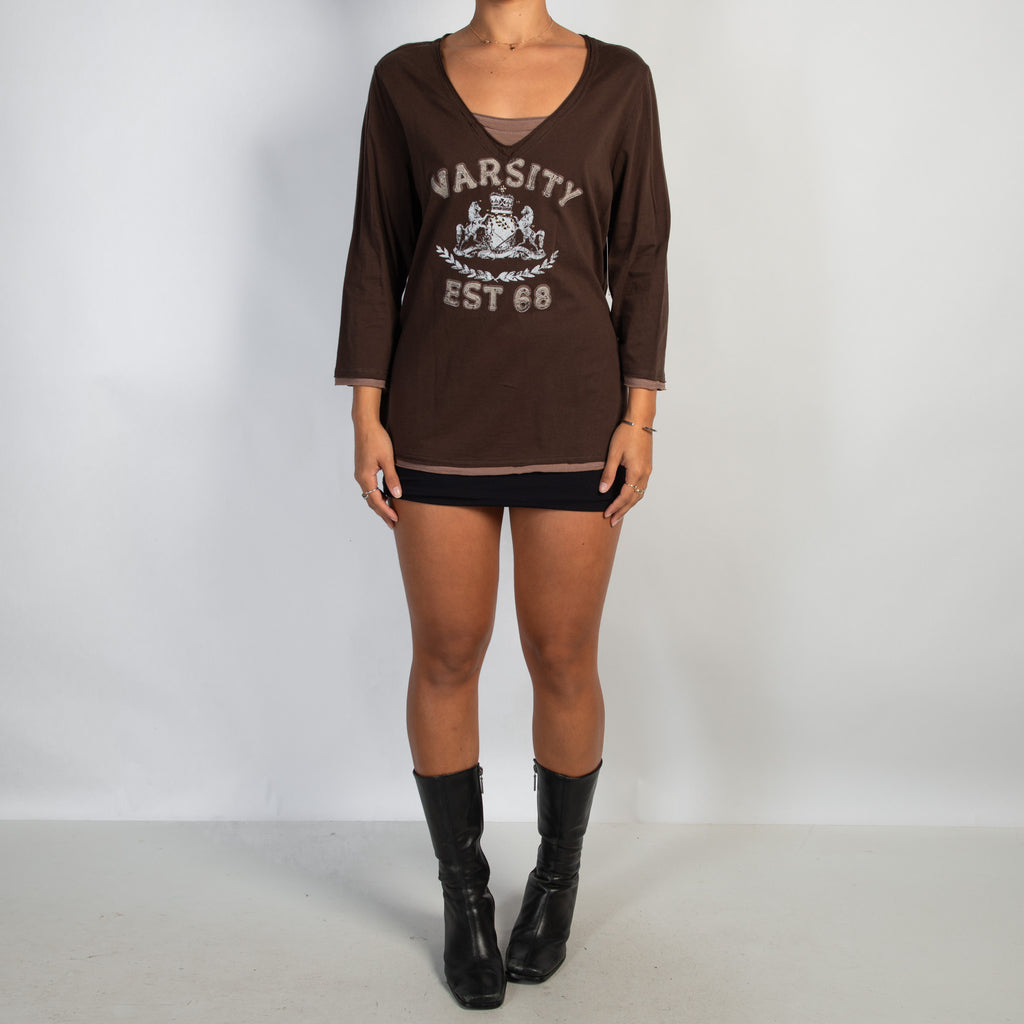 BROWN VARSITY TOP