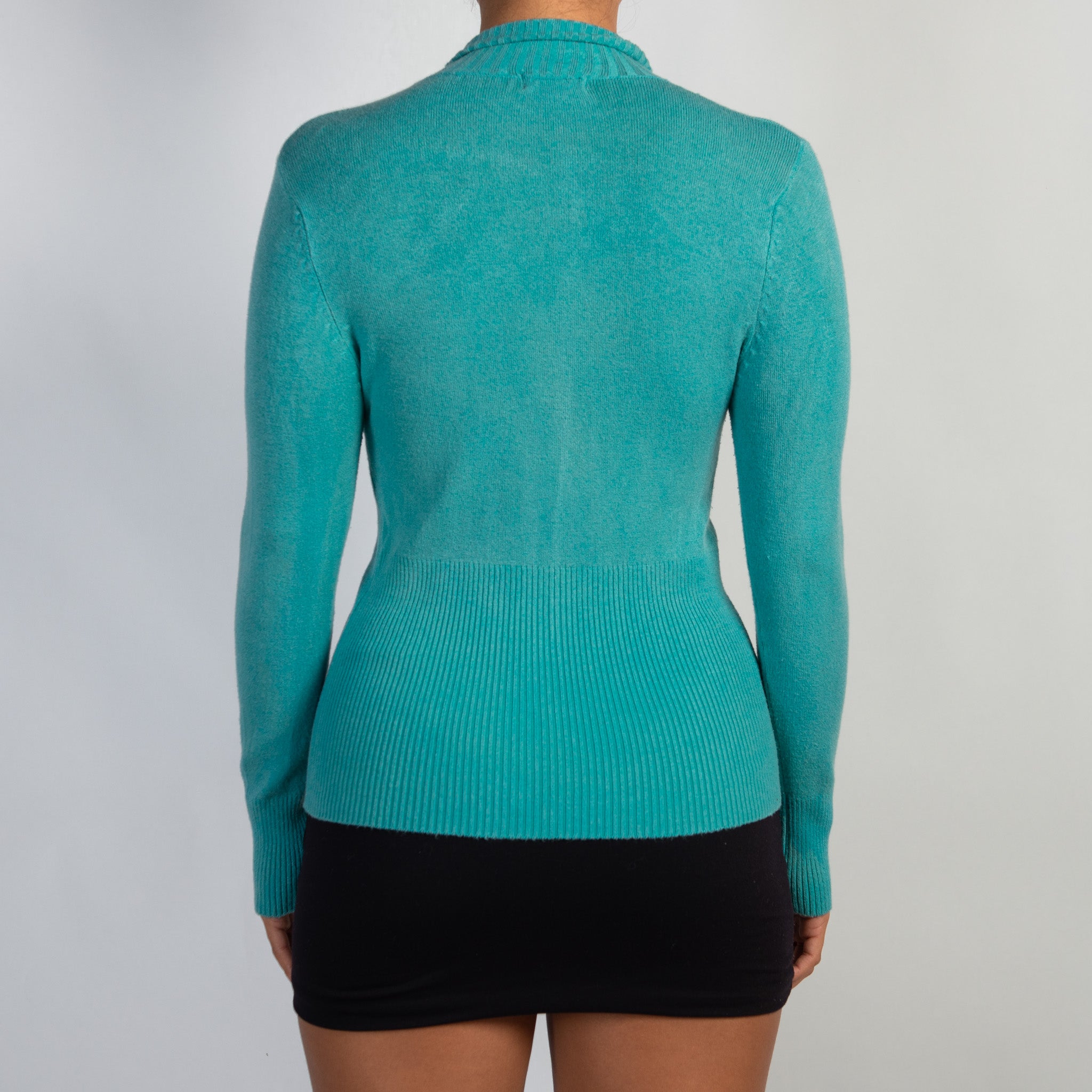 TURQUOISE ZIP KNIT TOP