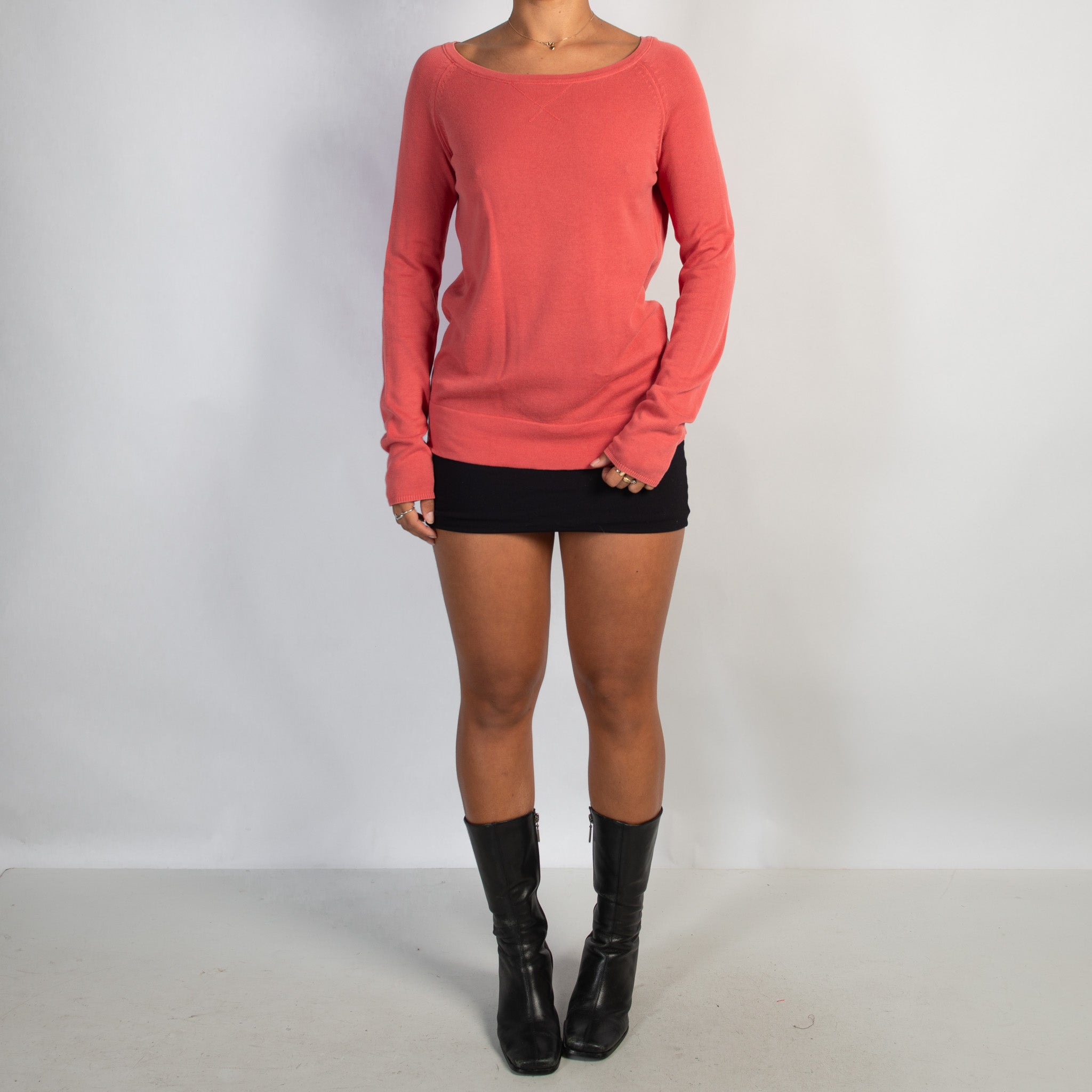 CORAL COTTON KNIT TOP