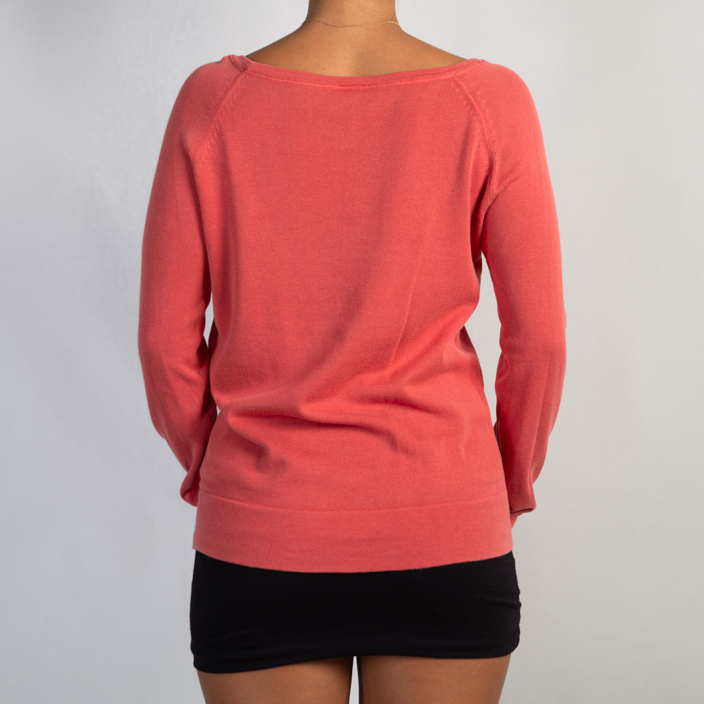 CORAL COTTON KNIT TOP