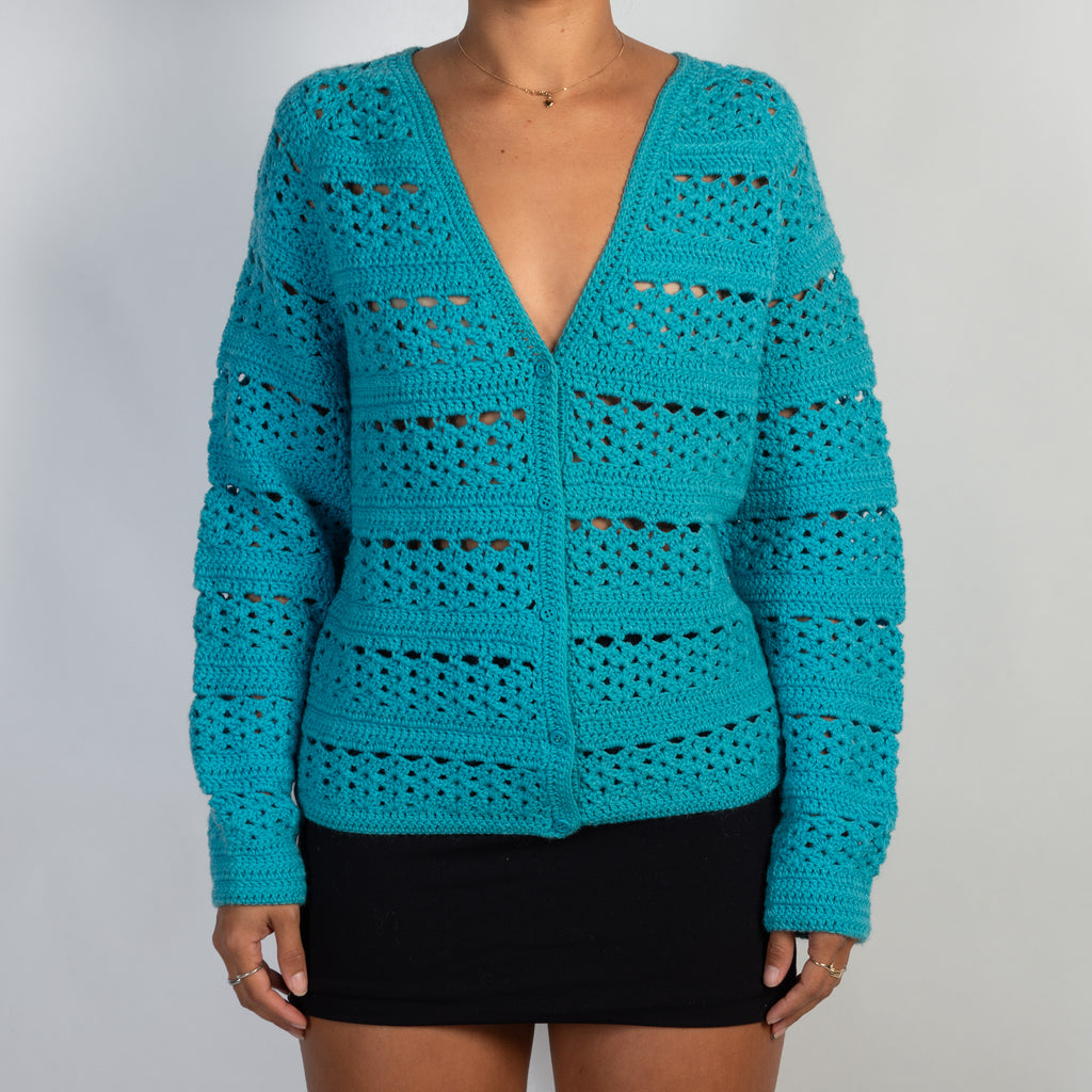 TEAL KNIT CARDIGAN