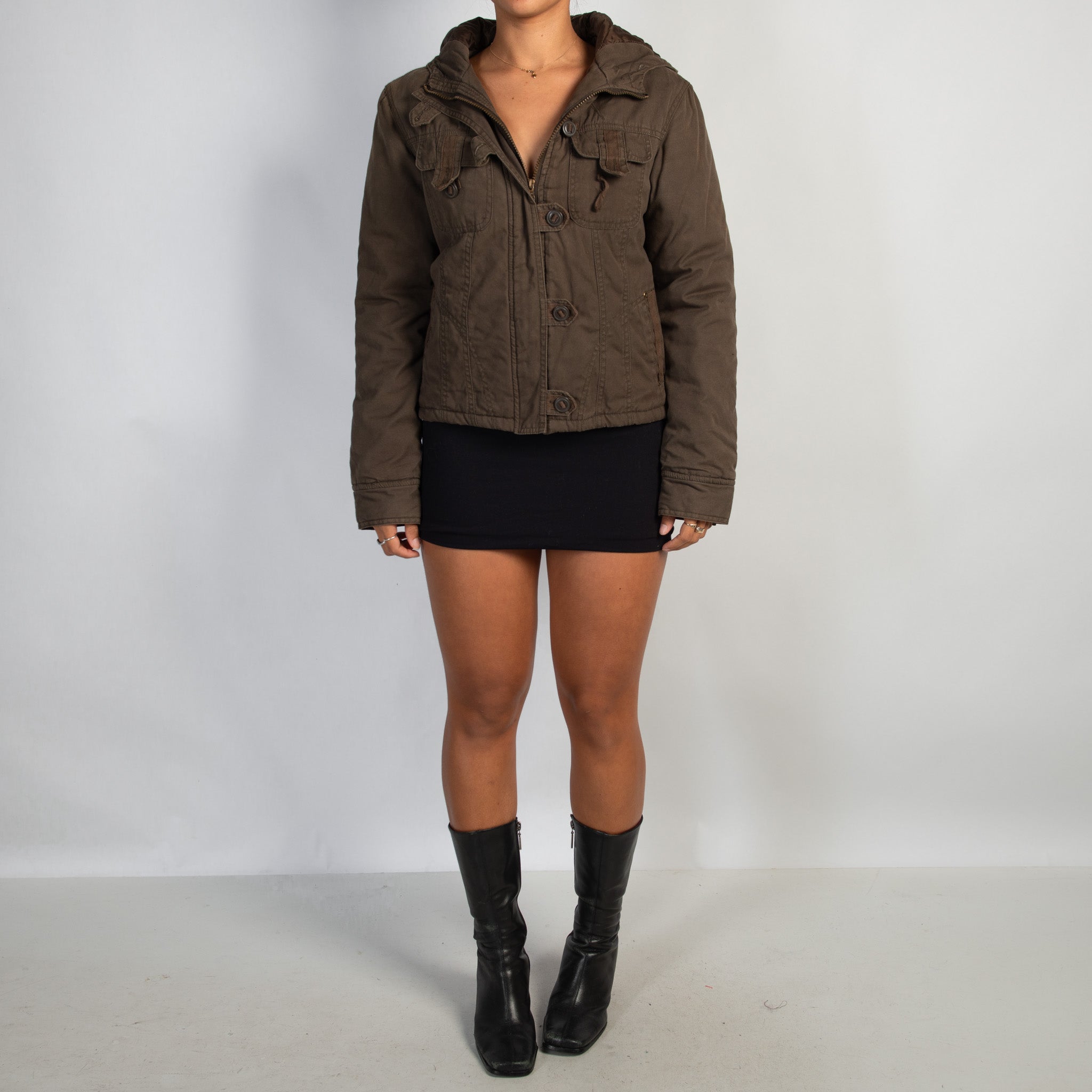 BROWN PADDED UTILITY JACKET