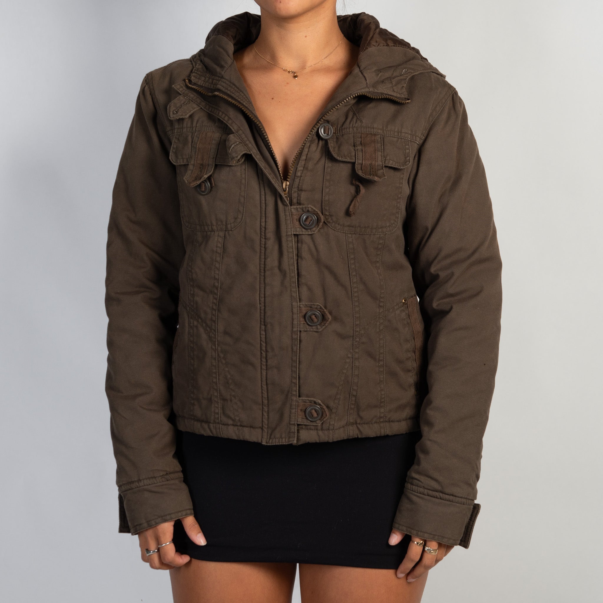 BROWN PADDED UTILITY JACKET