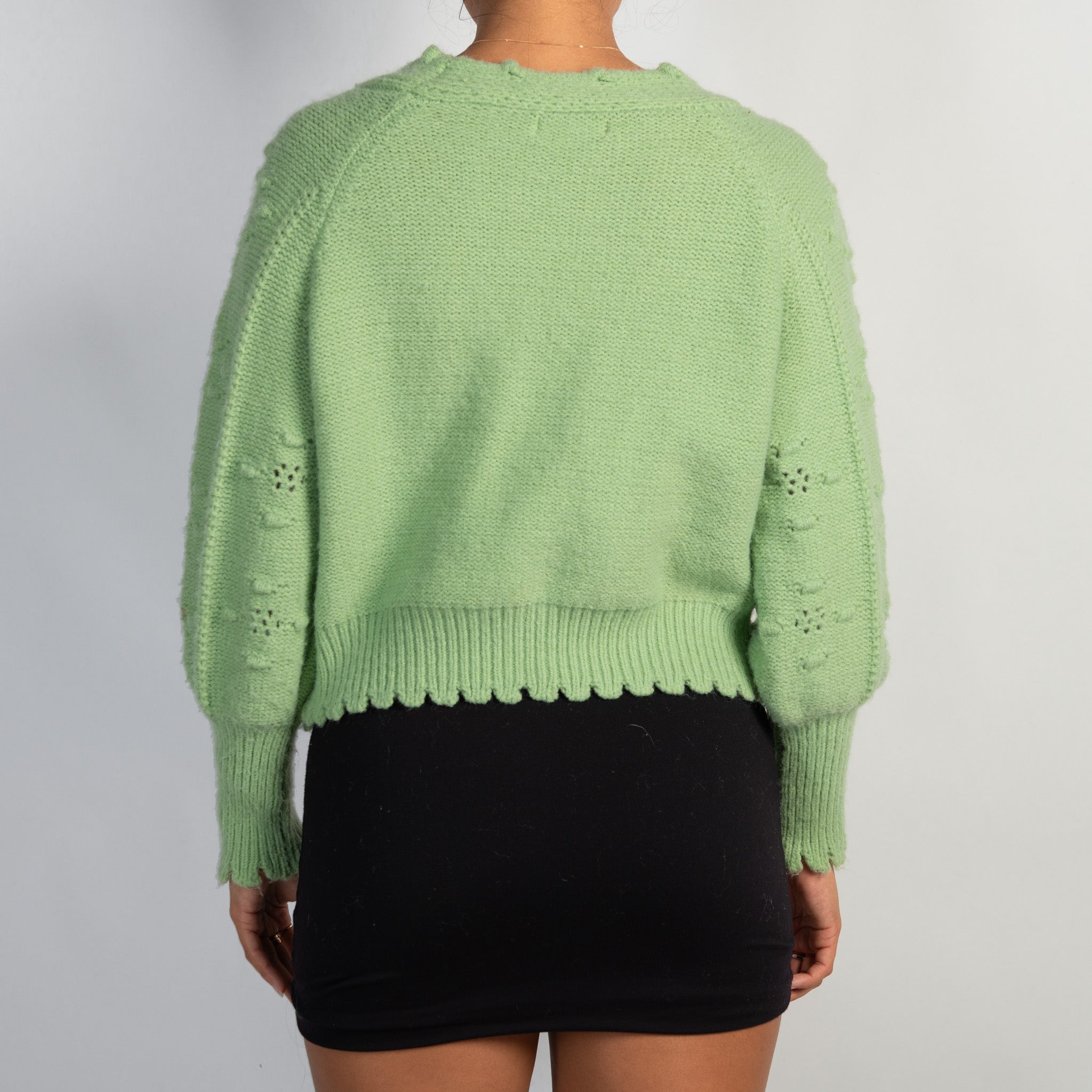 GREEN WOOL CARDIGAN