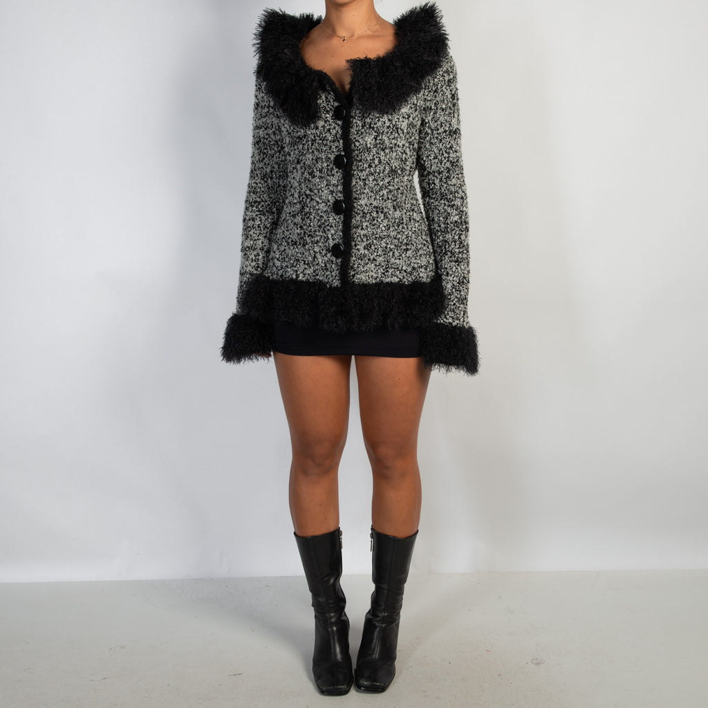 B&W WOOL KNIT CARDIGAN