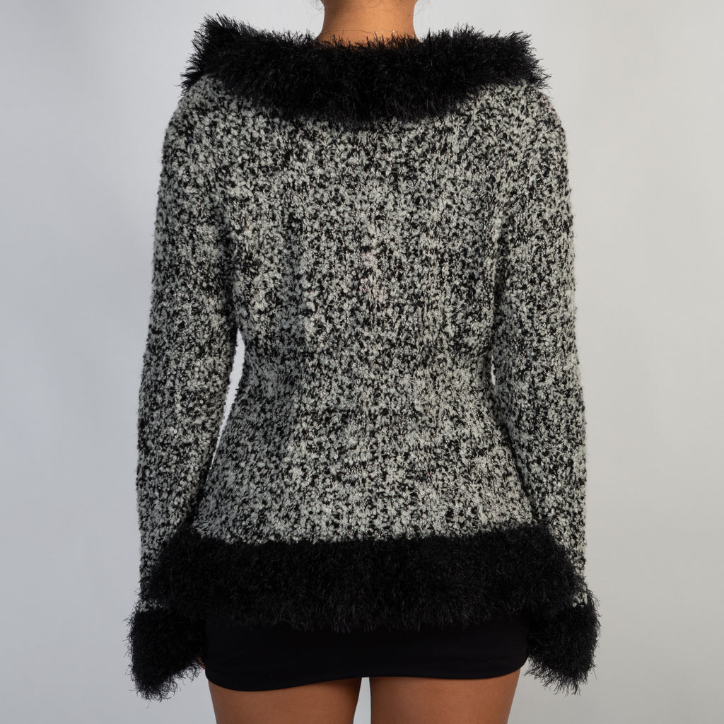 B&W WOOL KNIT CARDIGAN