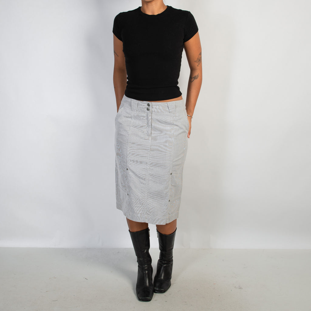 COTTON STRIPE MIDI SKIRT