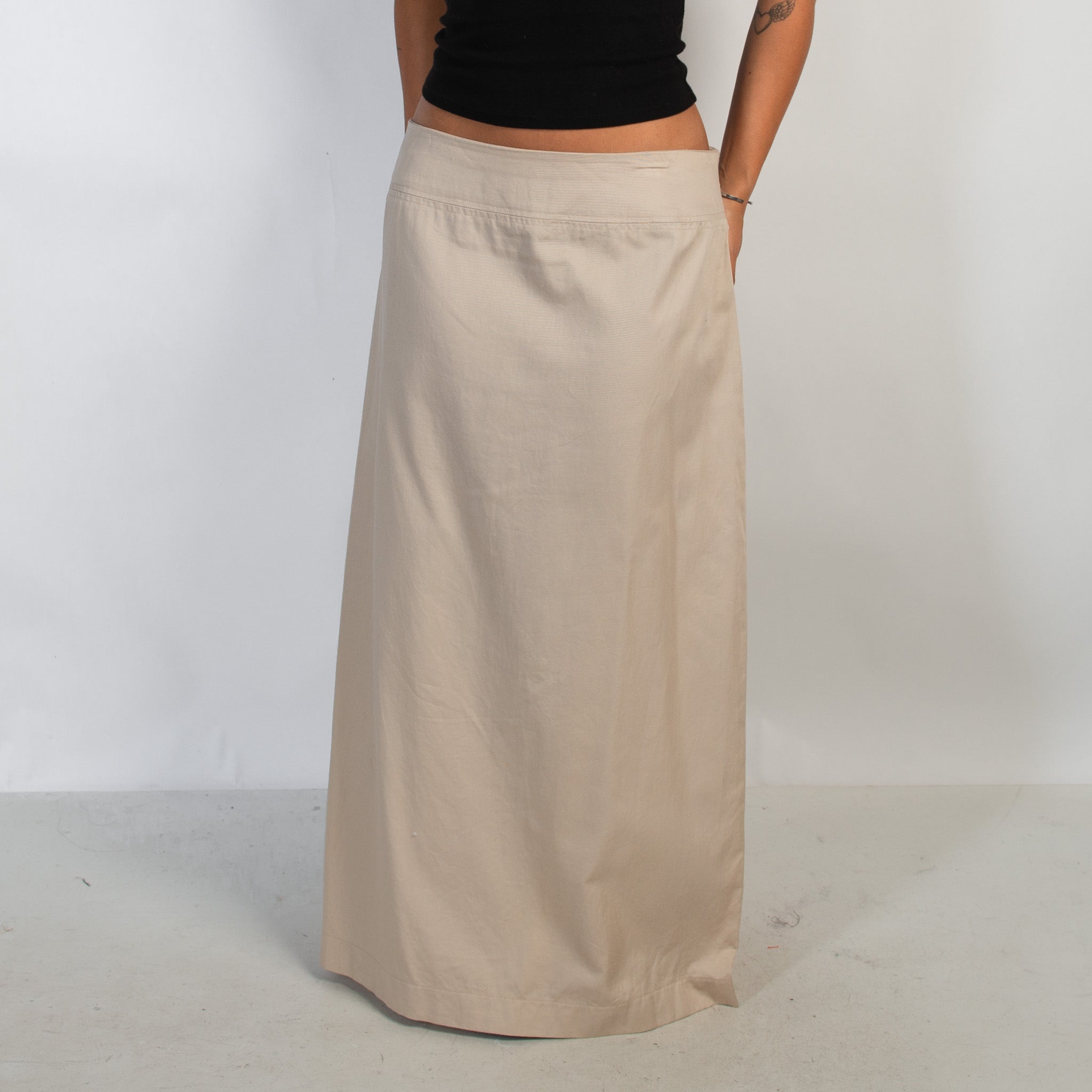 BEIGE COTTON MAXI SKIRT