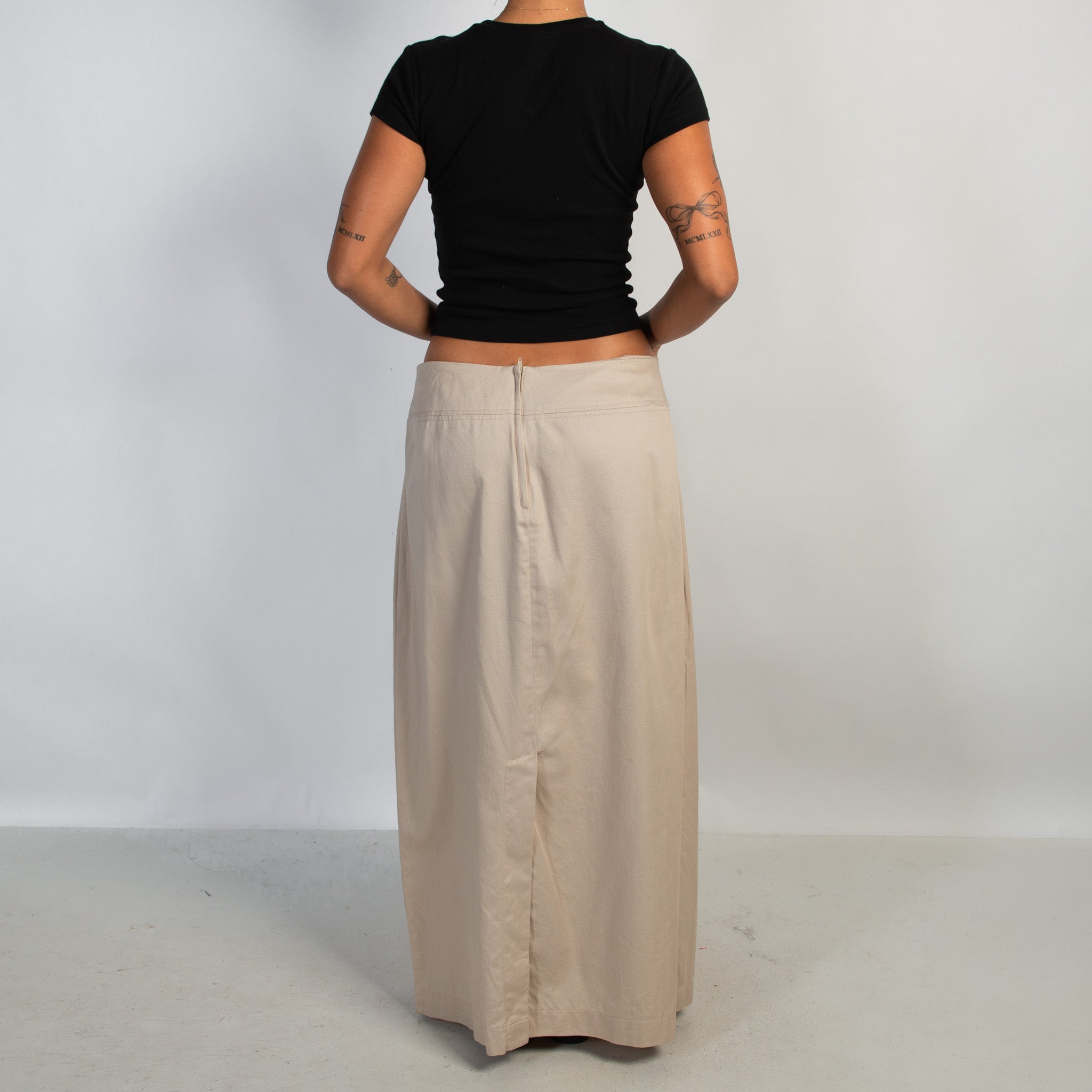 BEIGE COTTON MAXI SKIRT