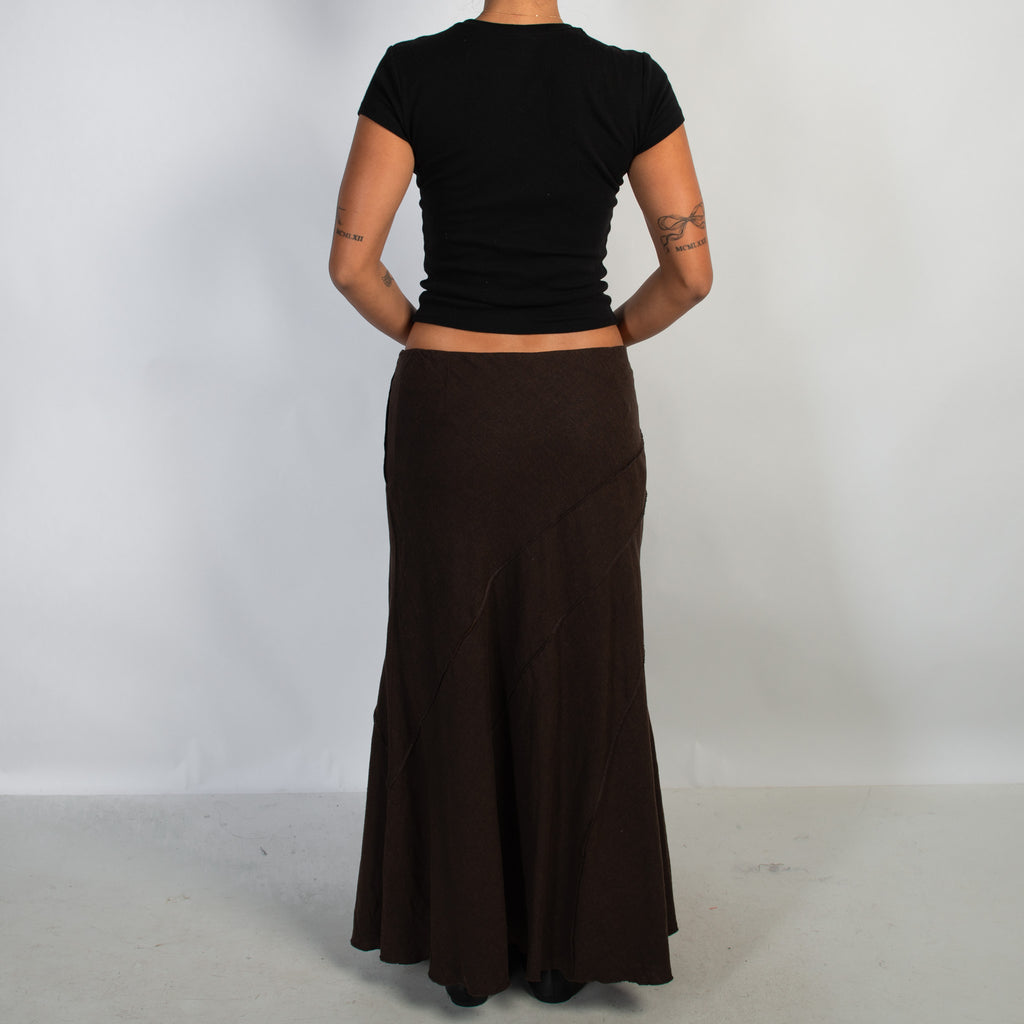 BROWN LINEN MAXI SKIRT