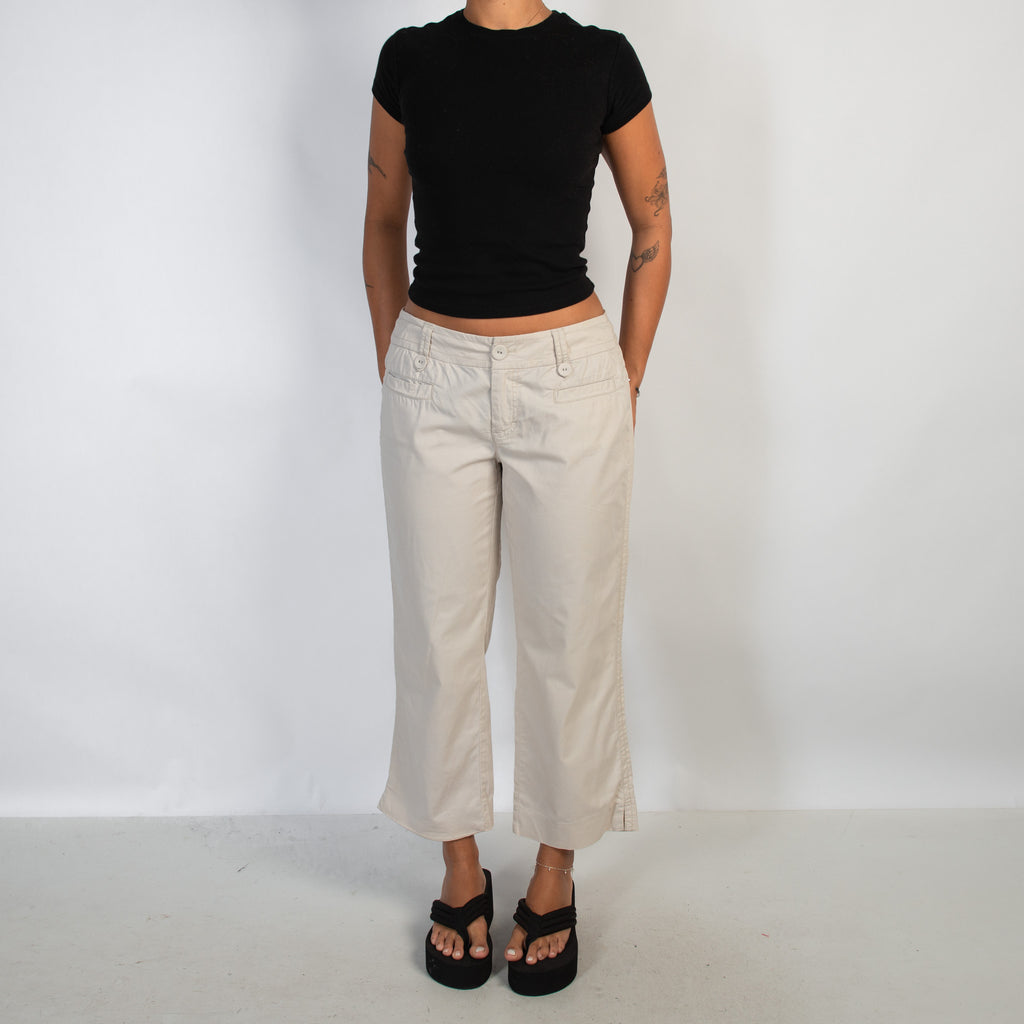CREAM COTTON CROP PANTS