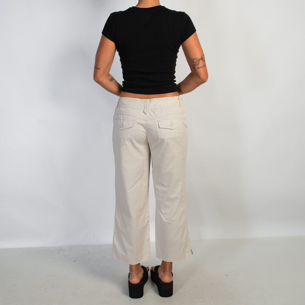 CREAM COTTON CROP PANTS