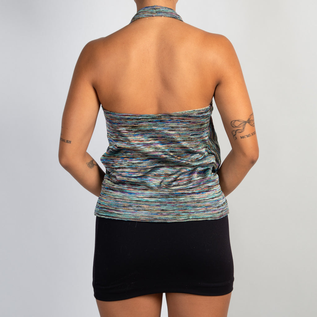 METALLIC HALTER TOP